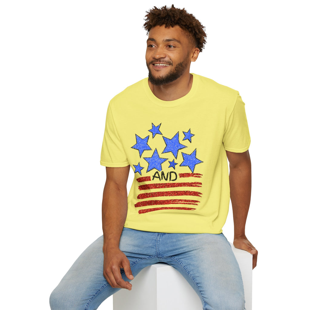 American Flag T-Shirt - Blue Stars & Stripes Patriotic Tee
