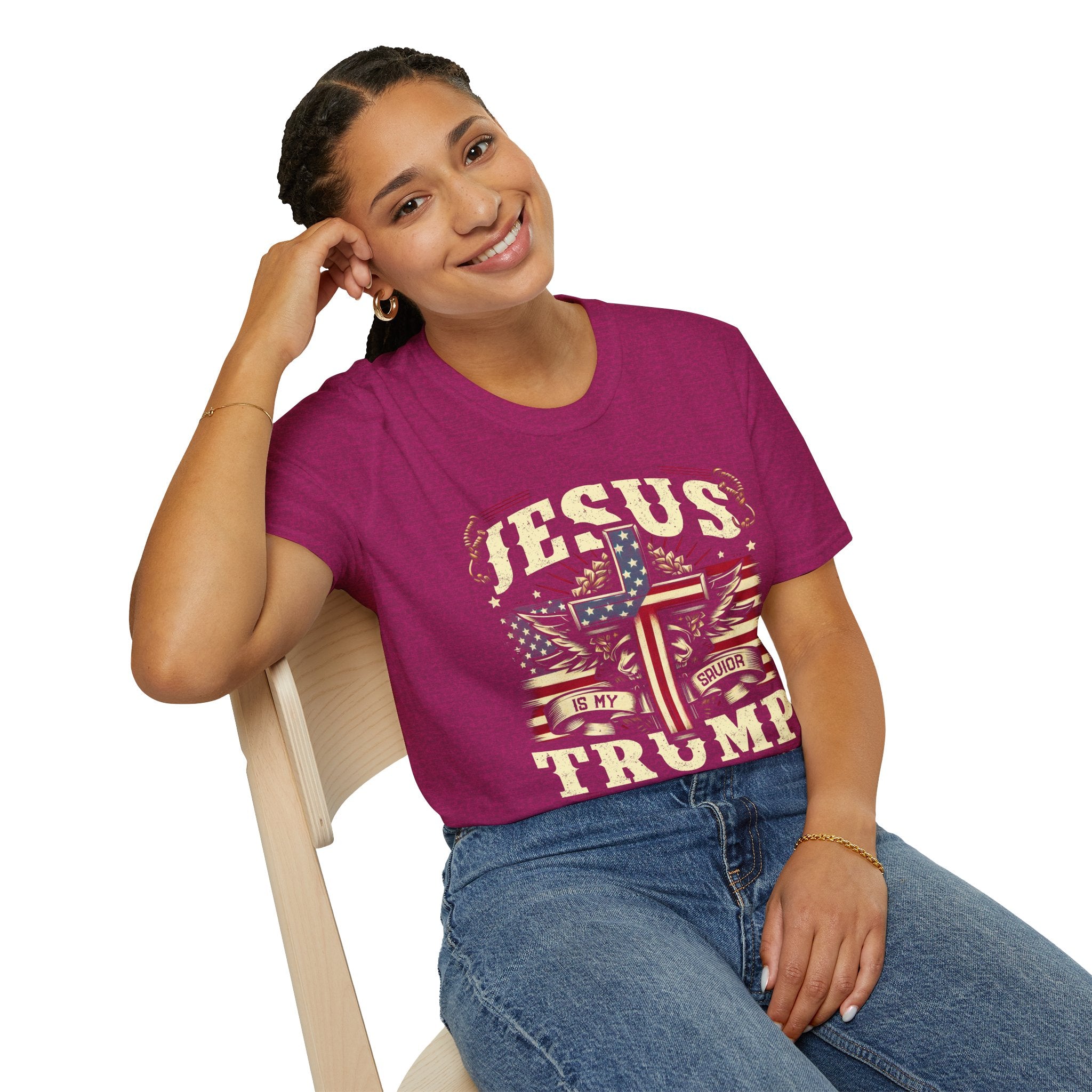 Jesus Is My Savior Christian T-Shirt — Patriotic Cross & Flag Design