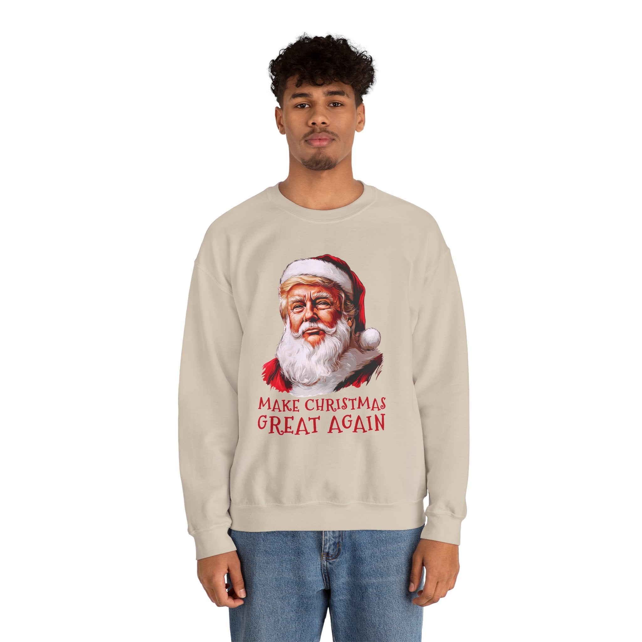 Trump Santa Face Illustration Make Christmas Great Again Sweatshirt
