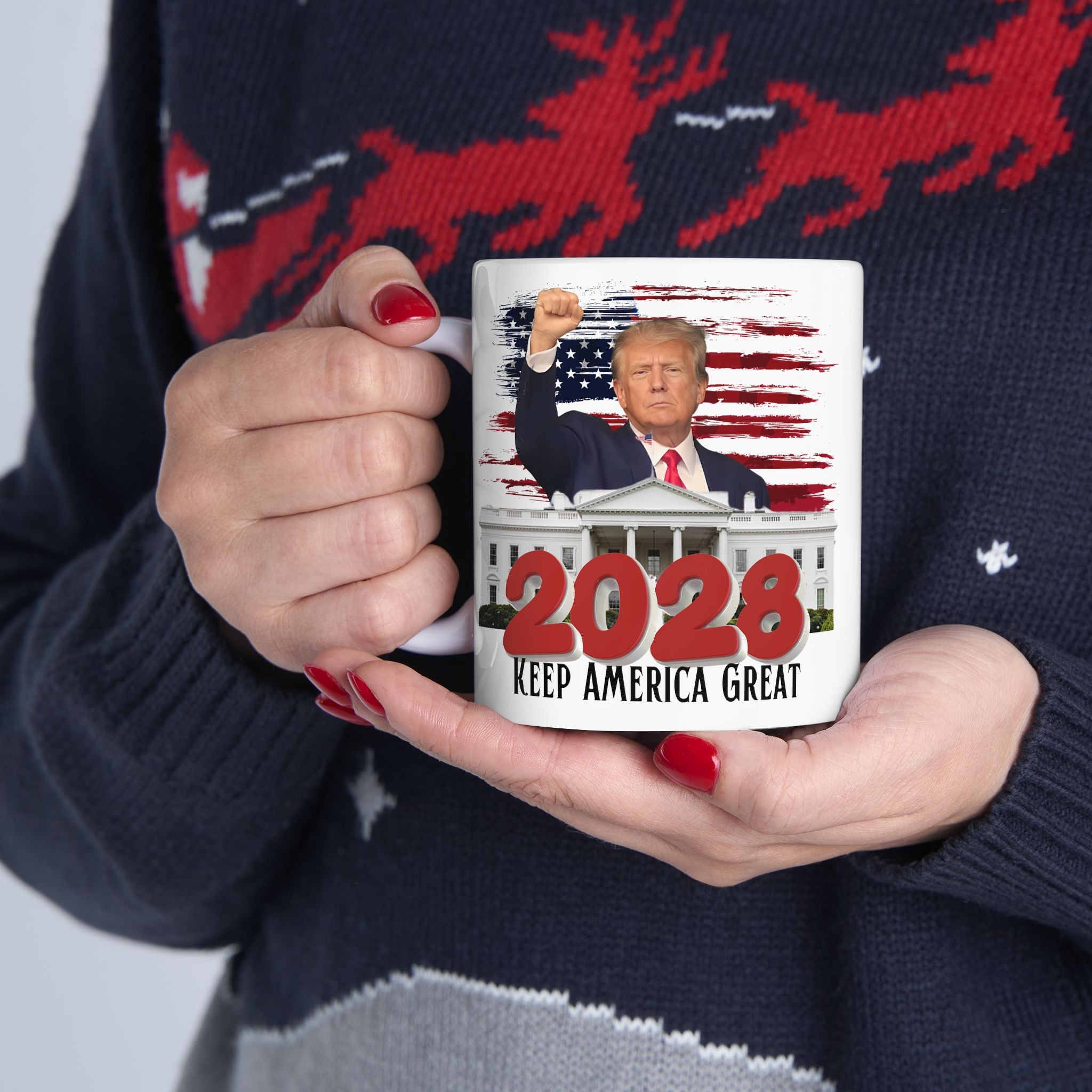 2028 Keep America Great Mug — Patriotic White Ceramic Coffee Cup (11oz, 15oz)