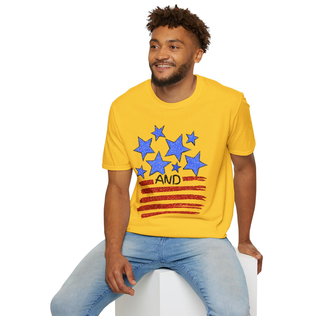 American Flag T-Shirt - Blue Stars & Stripes Patriotic Tee