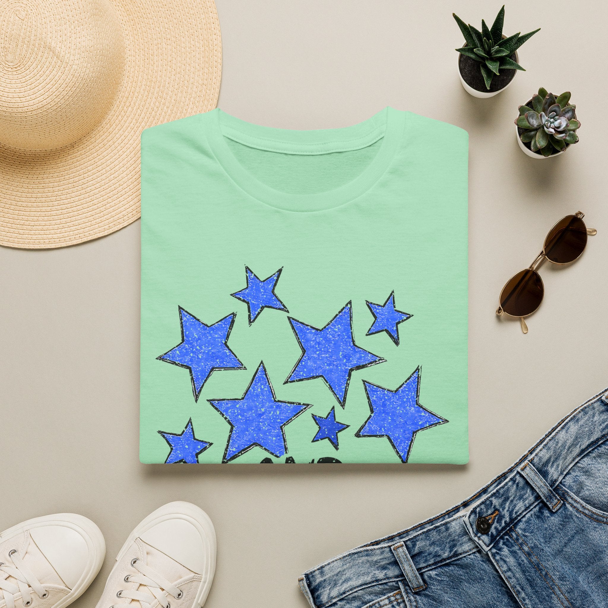 American Flag T-Shirt - Blue Stars & Stripes Patriotic Tee