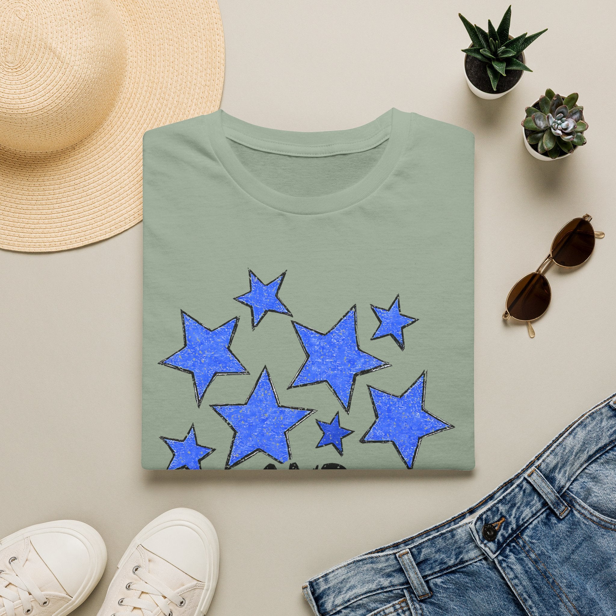 American Flag T-Shirt - Blue Stars & Stripes Patriotic Tee
