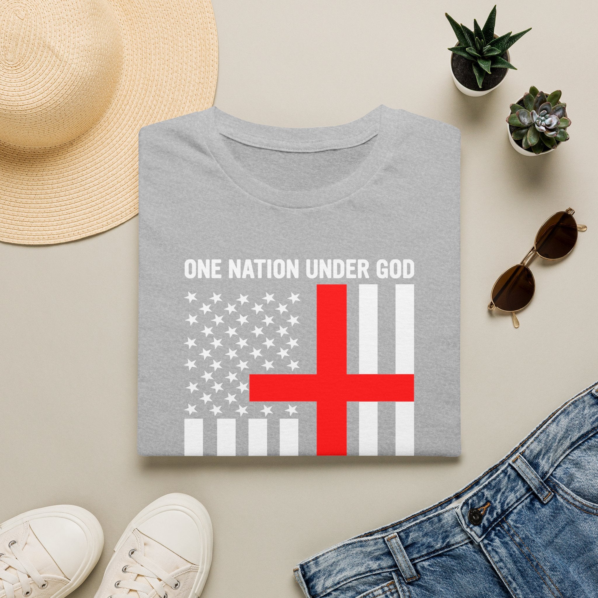 Christian Faith Mens Womans Softstyle T-Shirt | One Nation Under God | American Flag Tee | Religious Apparel | Inspirational Gift
