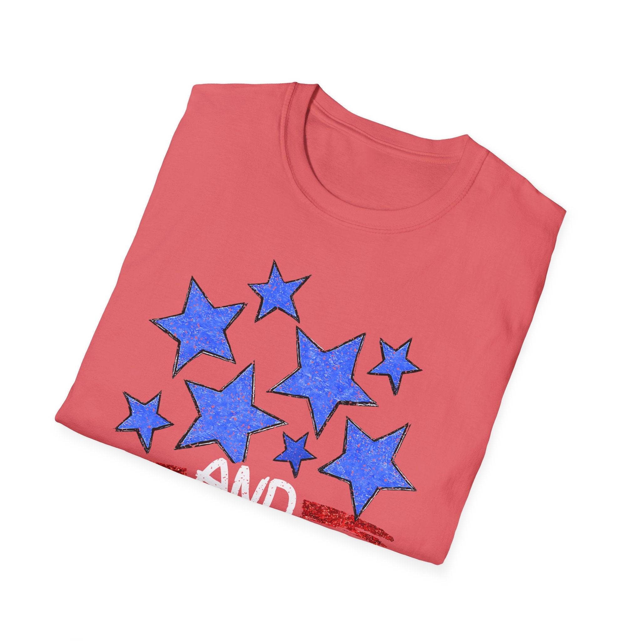 Patriotic Blue Stars Red Strips Graphic Tee (Fourth of July, Americana) T-Shirt