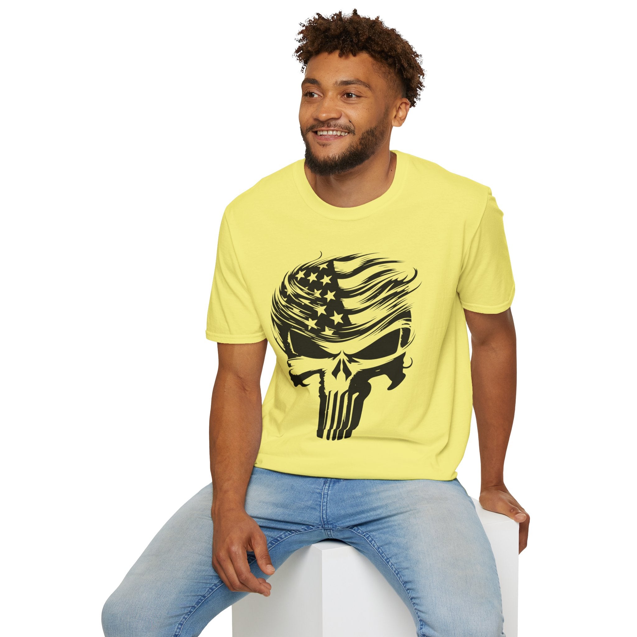 Punisher Patriotic Skull Graphic T-Shirt | Mens Womans  Softstyle Tee, Unique Gift, Casual Wear, Festival Apparel, Statement Shirt