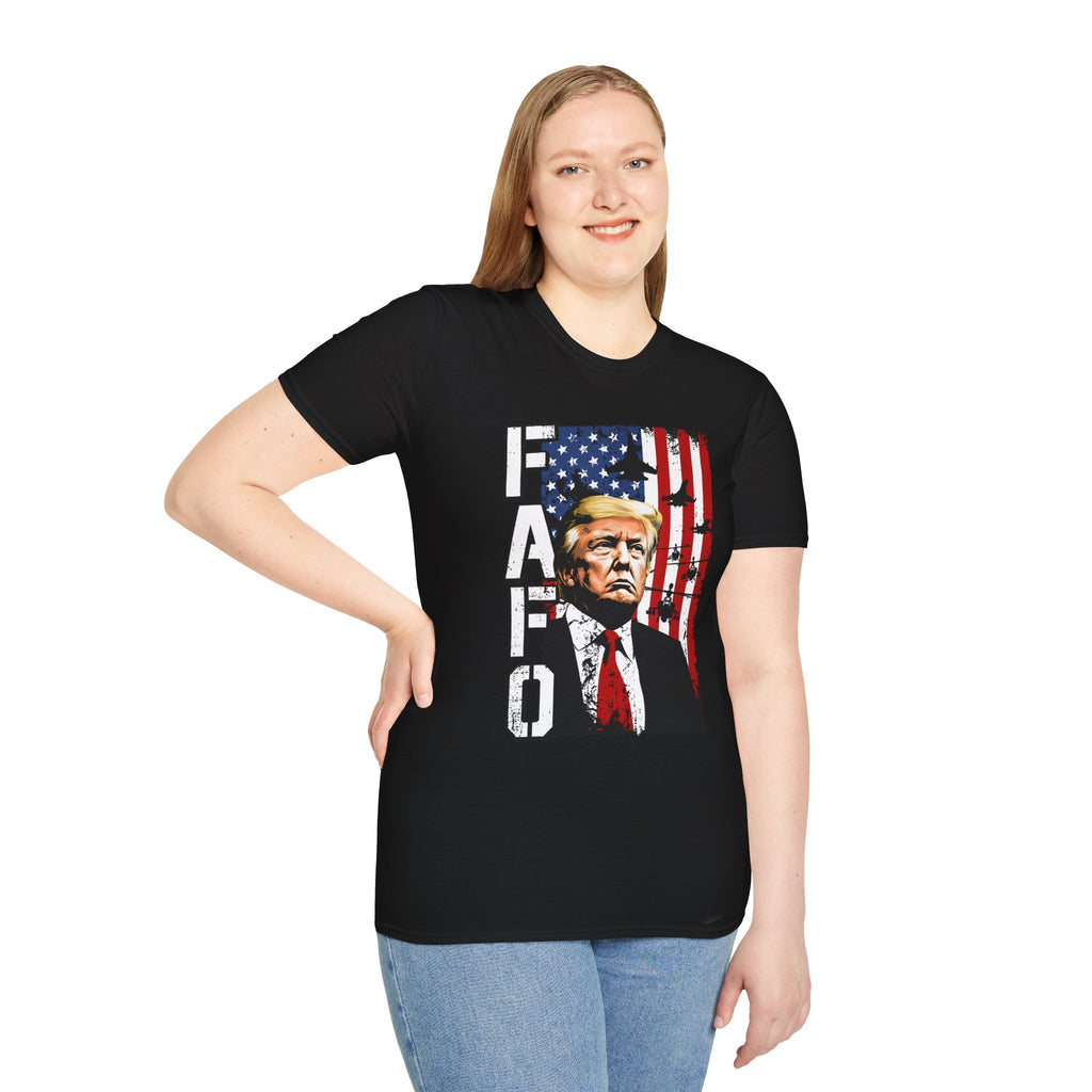 Trump Flag FAFO Graphic T-Shirt — MAGA Patriotic Portrait Tee