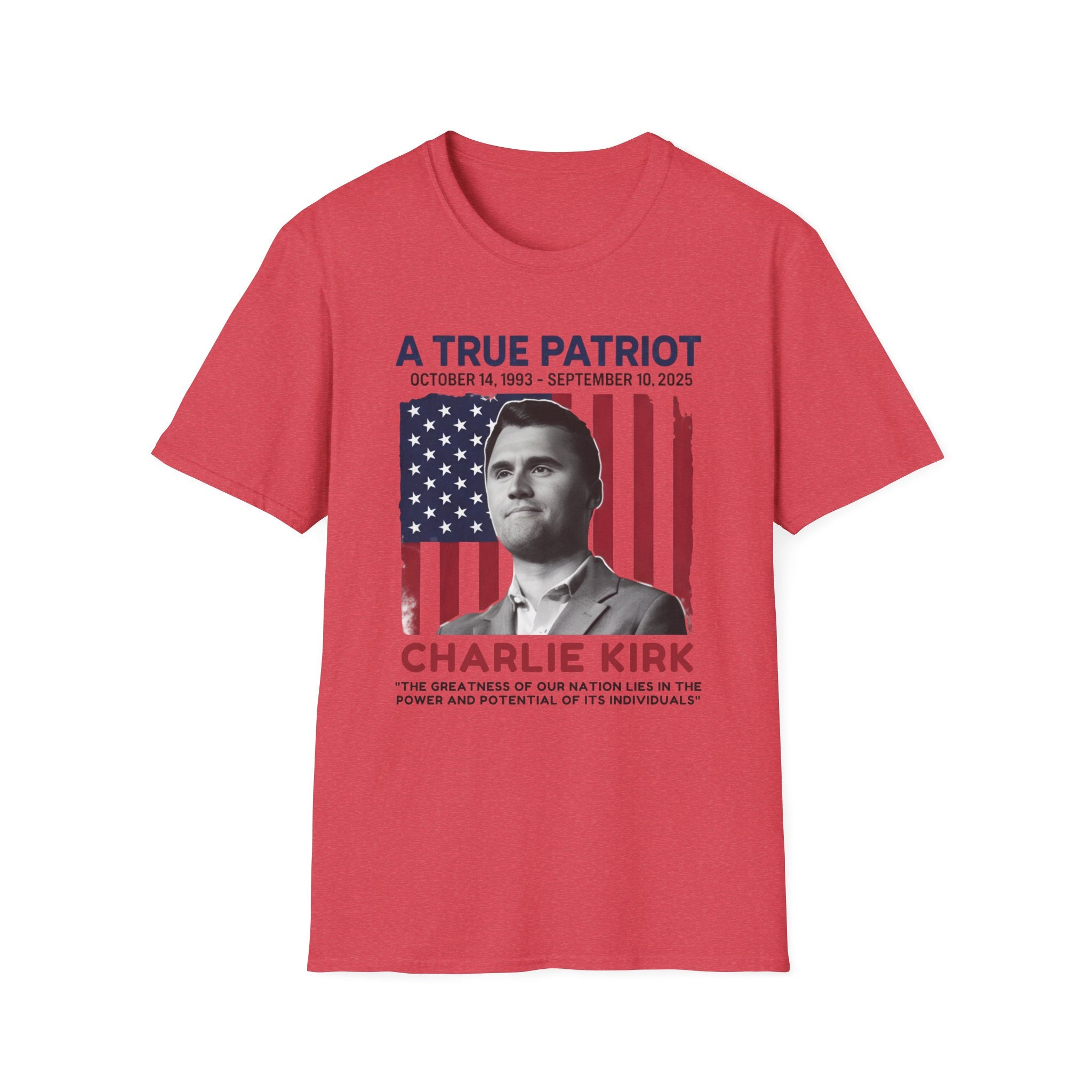Patriotic Softstyle T-Shirt, Unisex Tee, American Flag Shirt, 4th of July Celebration, Memorial Day Outfit, Gift for Patriots