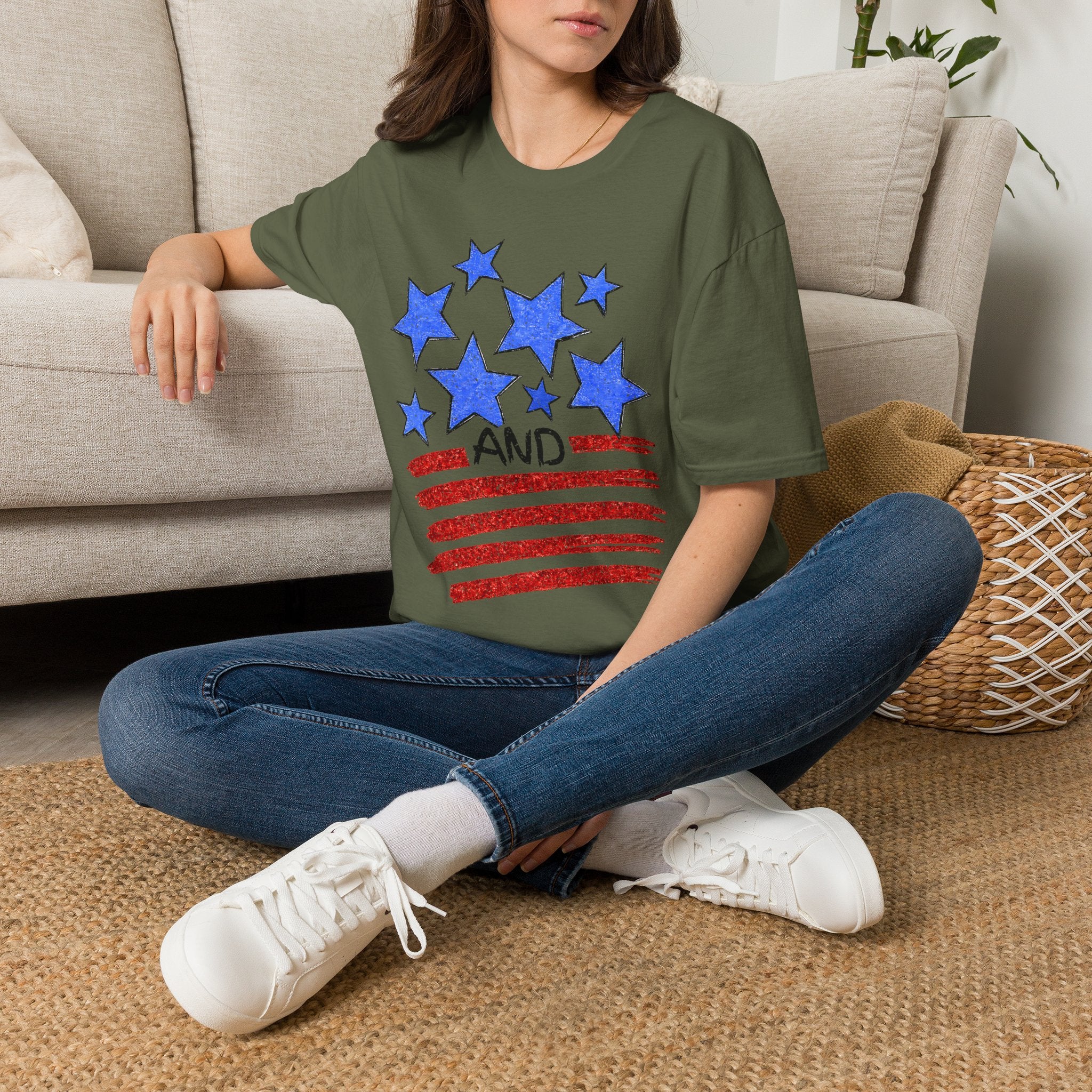 American Flag T-Shirt - Blue Stars & Stripes Patriotic Tee