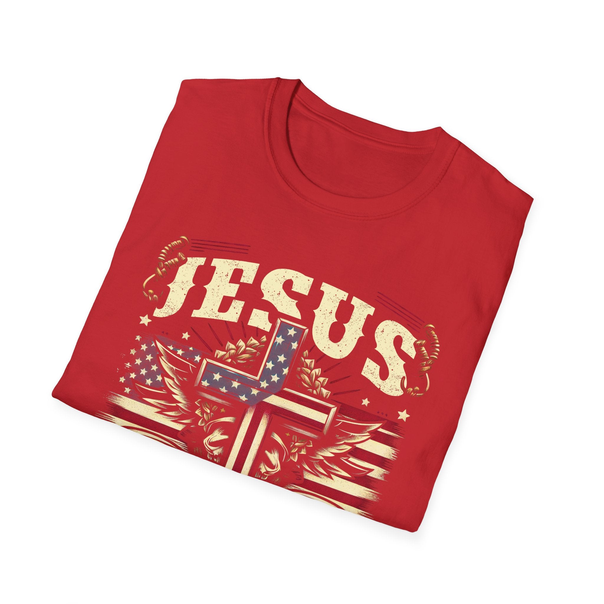 Jesus Cross Flag T-Shirt — "Jesus Is My Savior, Trump Is My President" Patriotic Christian Tee