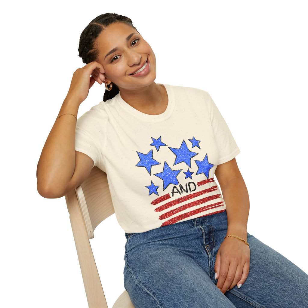 American Flag T-Shirt - Blue Stars & Stripes Patriotic Tee