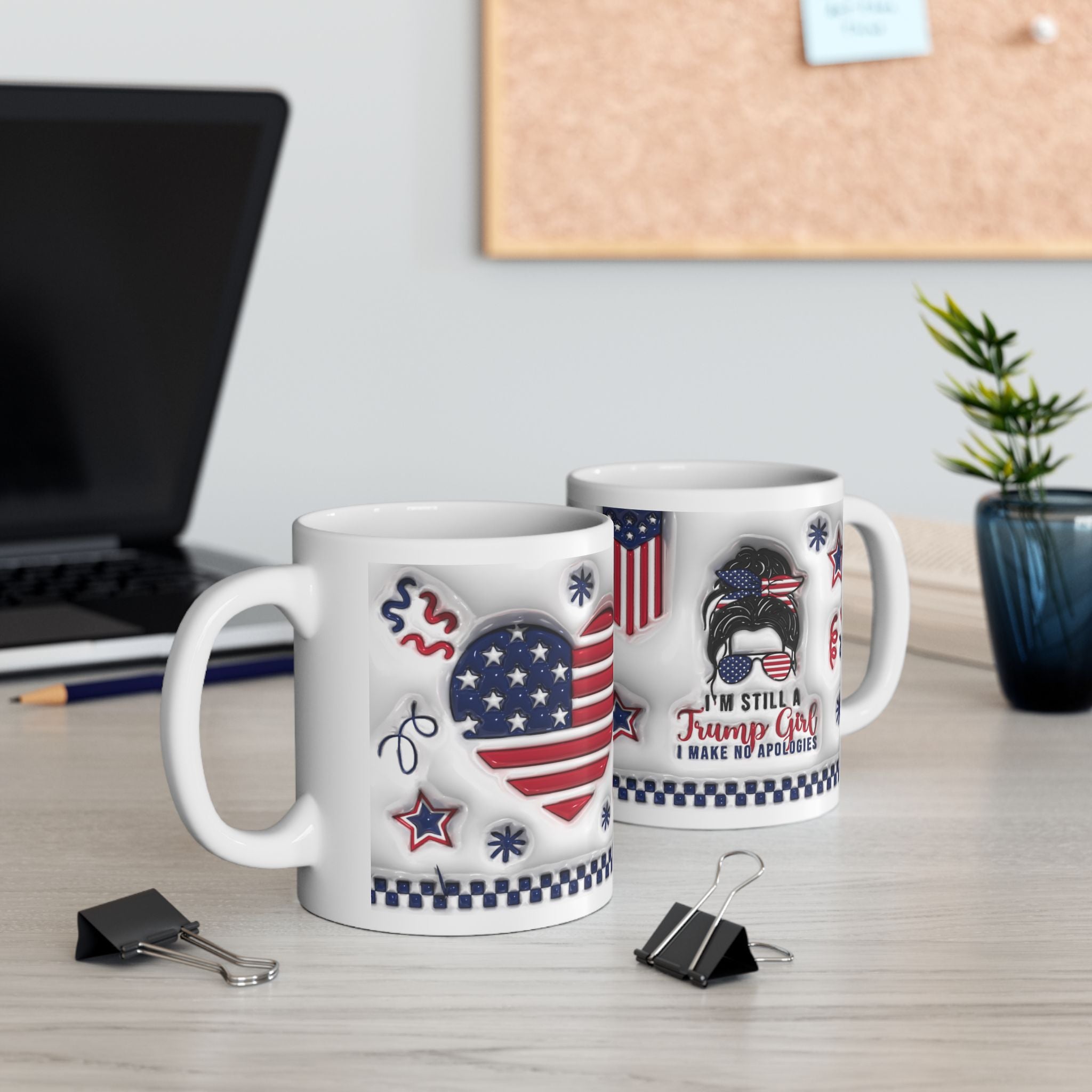 Im Still a Trump Girl, Patriotic Ceramic Mug, 4th of July Coffee Cup, Fun USA Mug, Star and Stripes Drinkware, Holiday Gift for Veterans