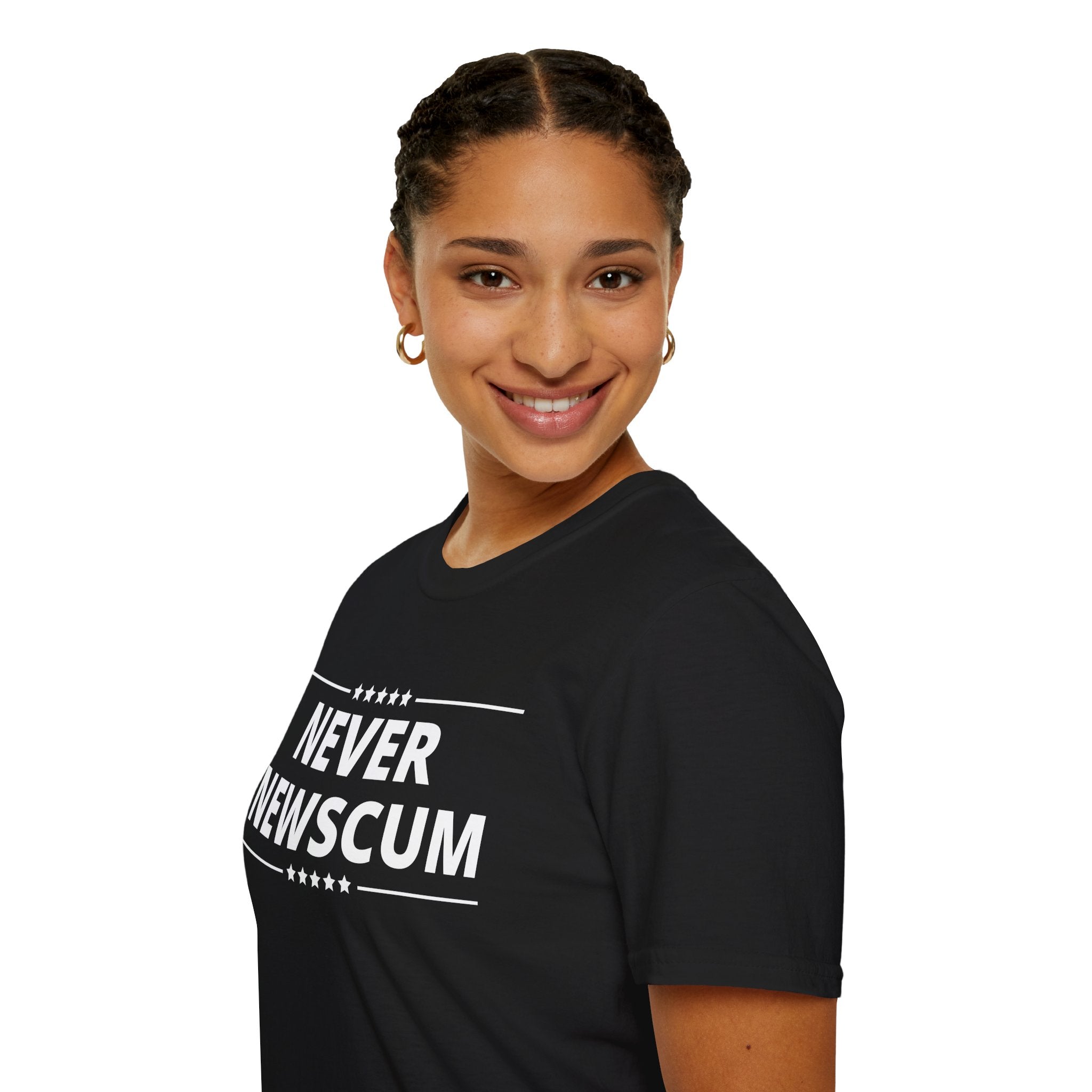 Never NewScum Mens Womans Softstyle T-Shirt, Funny Graphic Tee, Statement Shirt, Casual Wear, Gift for Friends, Political NeverNewScum.com