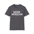 Never NewScum Mens Womans Softstyle T-Shirt, Funny Graphic Tee, Statement Shirt, Casual Wear, Gift for Friends, Political NeverNewScum.com