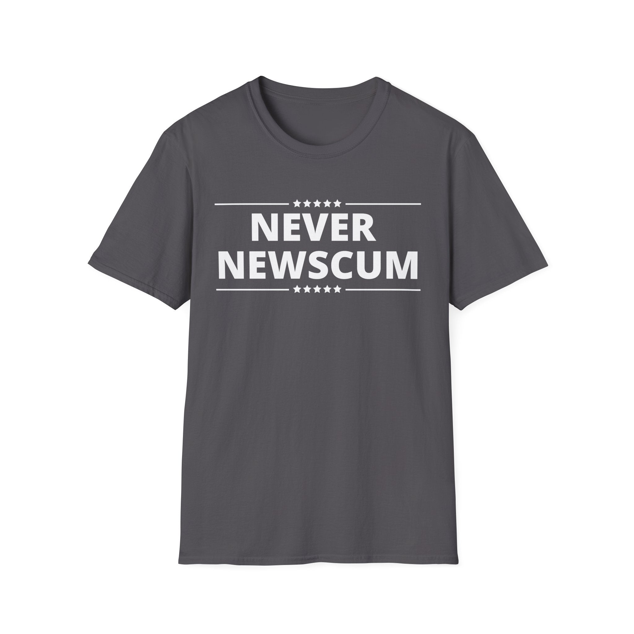 Never NewScum Mens Womans Softstyle T-Shirt, Funny Graphic Tee, Statement Shirt, Casual Wear, Gift for Friends, Political NeverNewScum.com