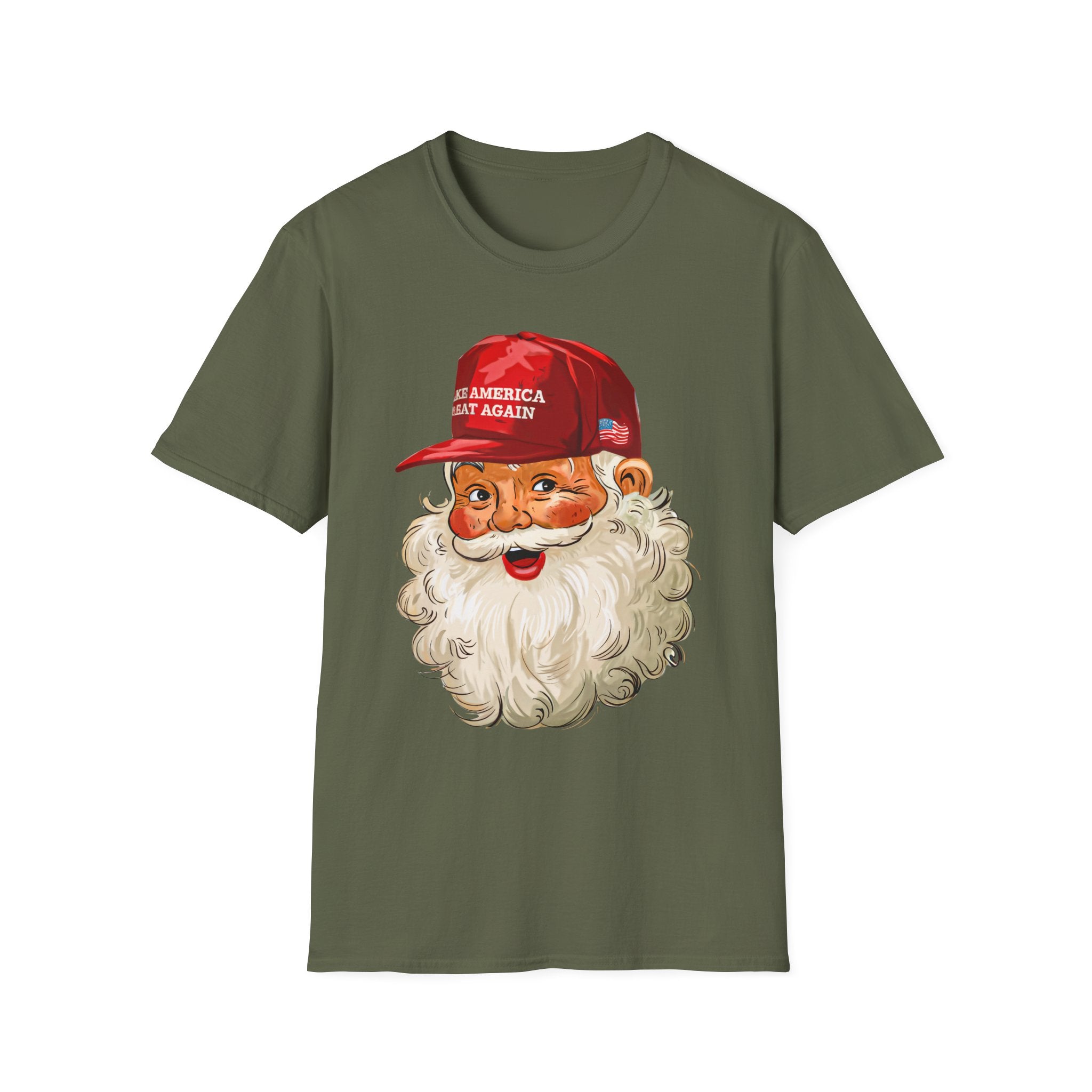 Santa Claus wearing MAGA hat T-Shirt | Political Christmas illustration