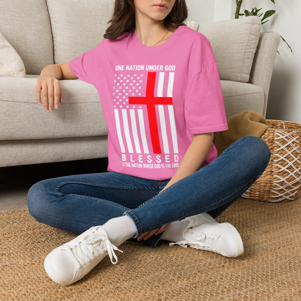 Christian Faith Mens Womans Softstyle T-Shirt | One Nation Under God | American Flag Tee | Religious Apparel | Inspirational Gift