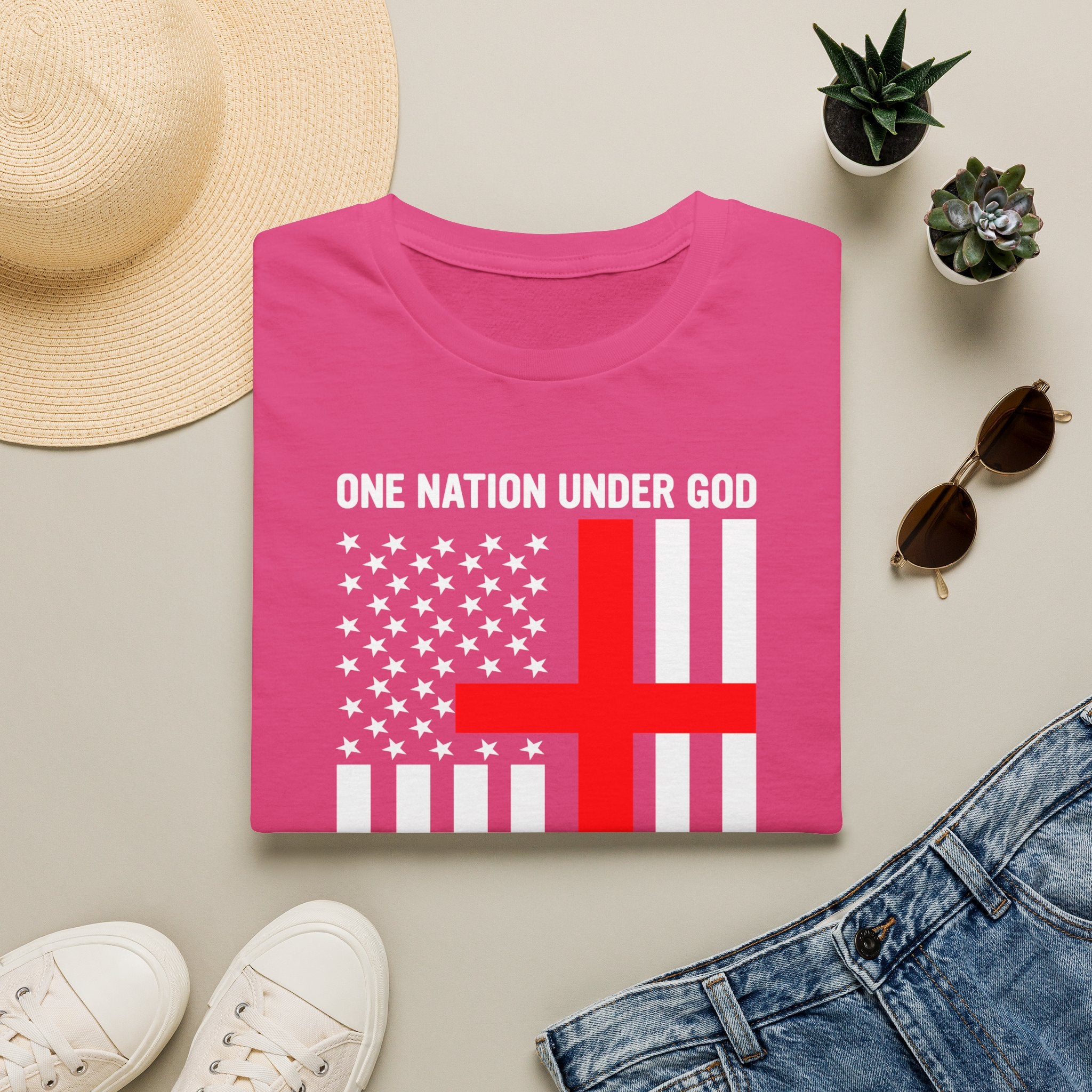 Christian Faith Mens Womans Softstyle T-Shirt | One Nation Under God | American Flag Tee | Religious Apparel | Inspirational Gift