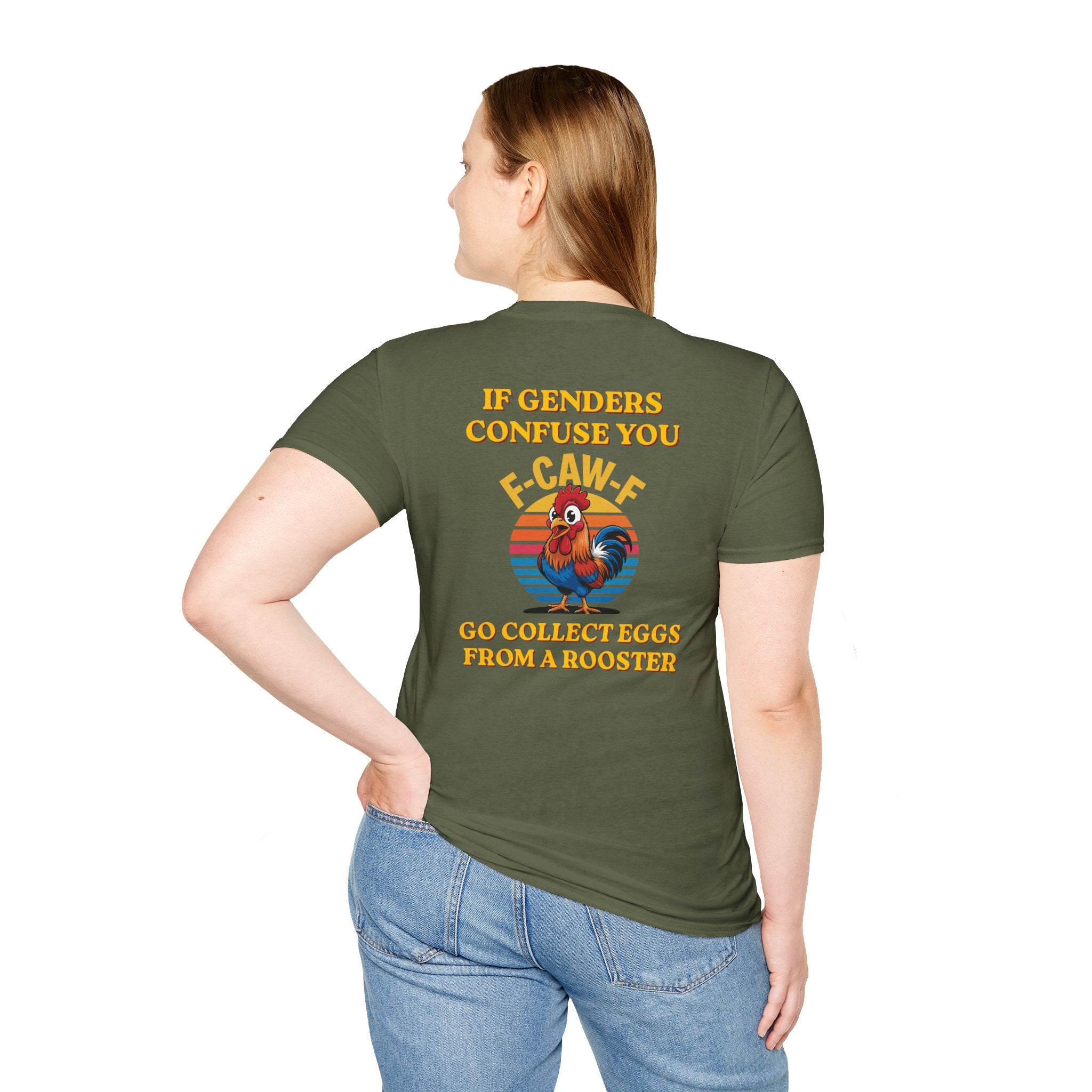 If Genders Confuse You T-Shirt — Funny Rooster "F‑Caw‑F" Graphic Tee