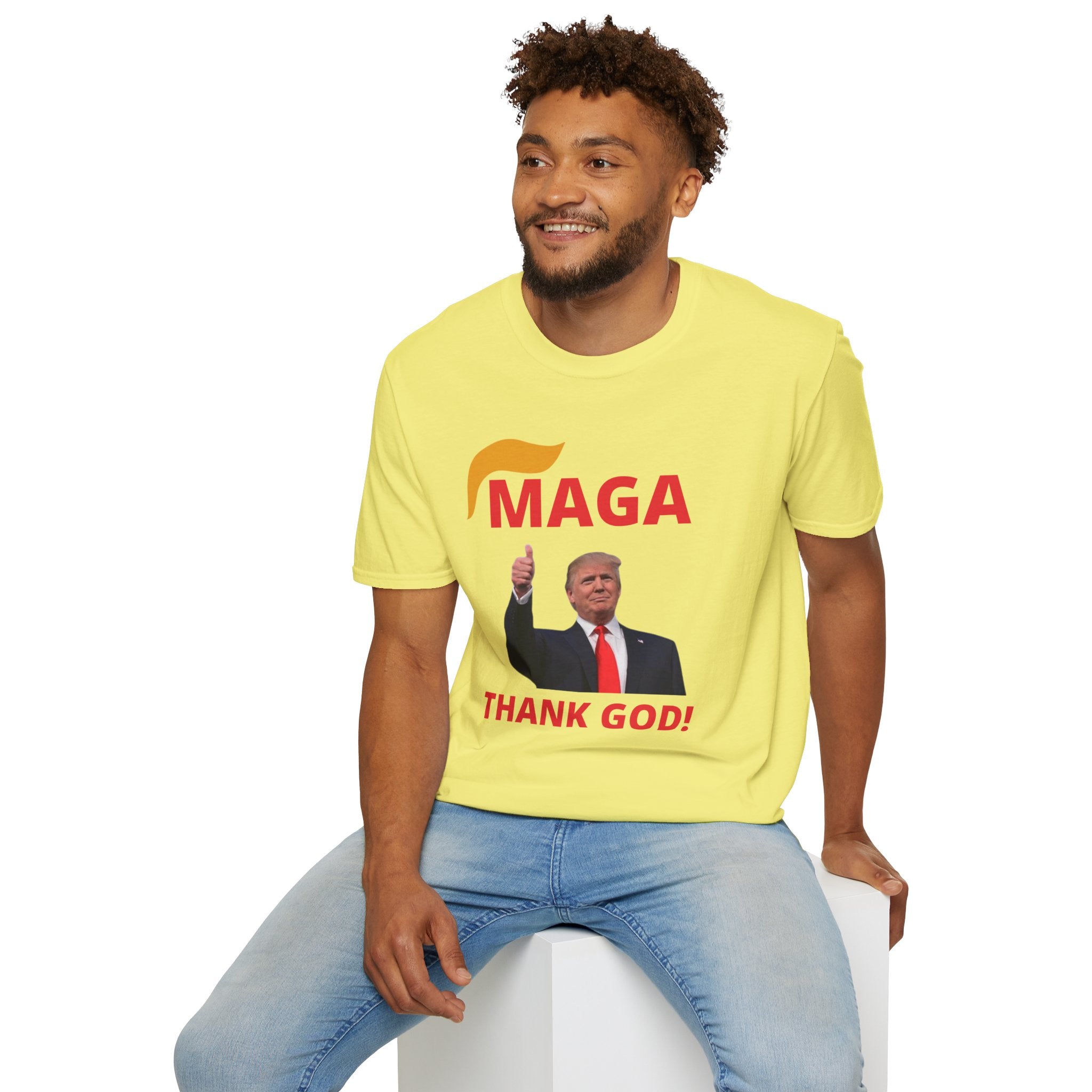 MAGA Thumbs-Up T-Shirt — "THANK GOD!" Political Statement Tee