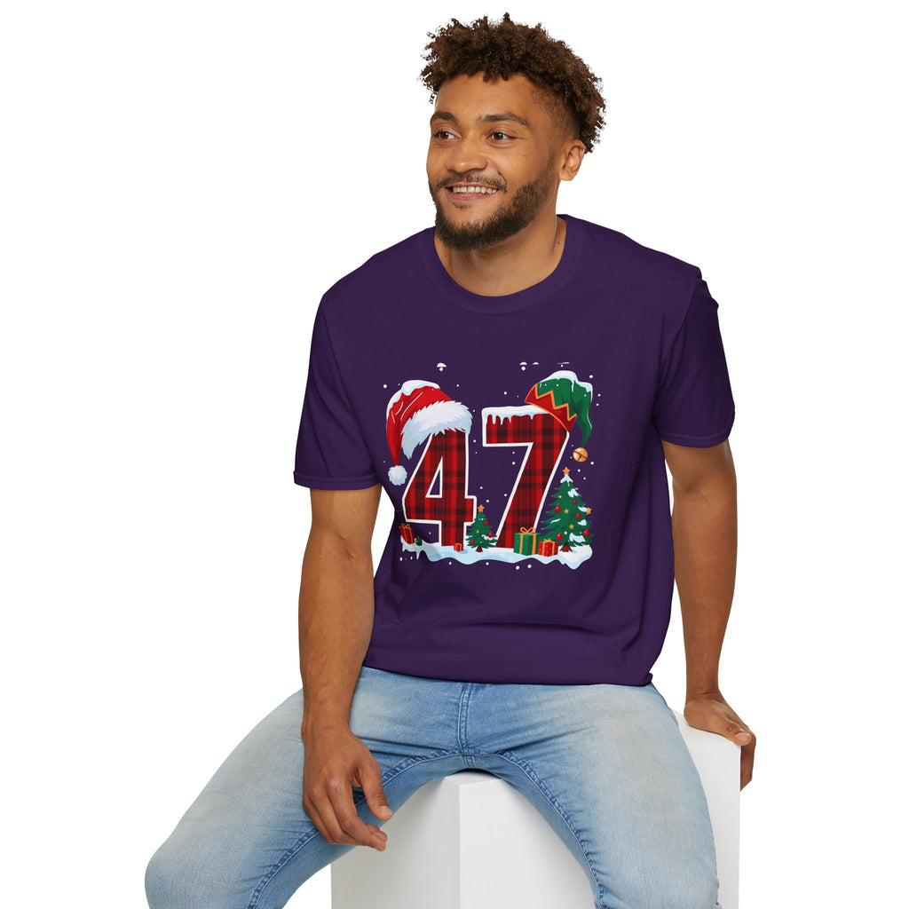 Trump 47 Christmas T-Shirt | Santa Hat, Elf Hat, Holiday Tree Design