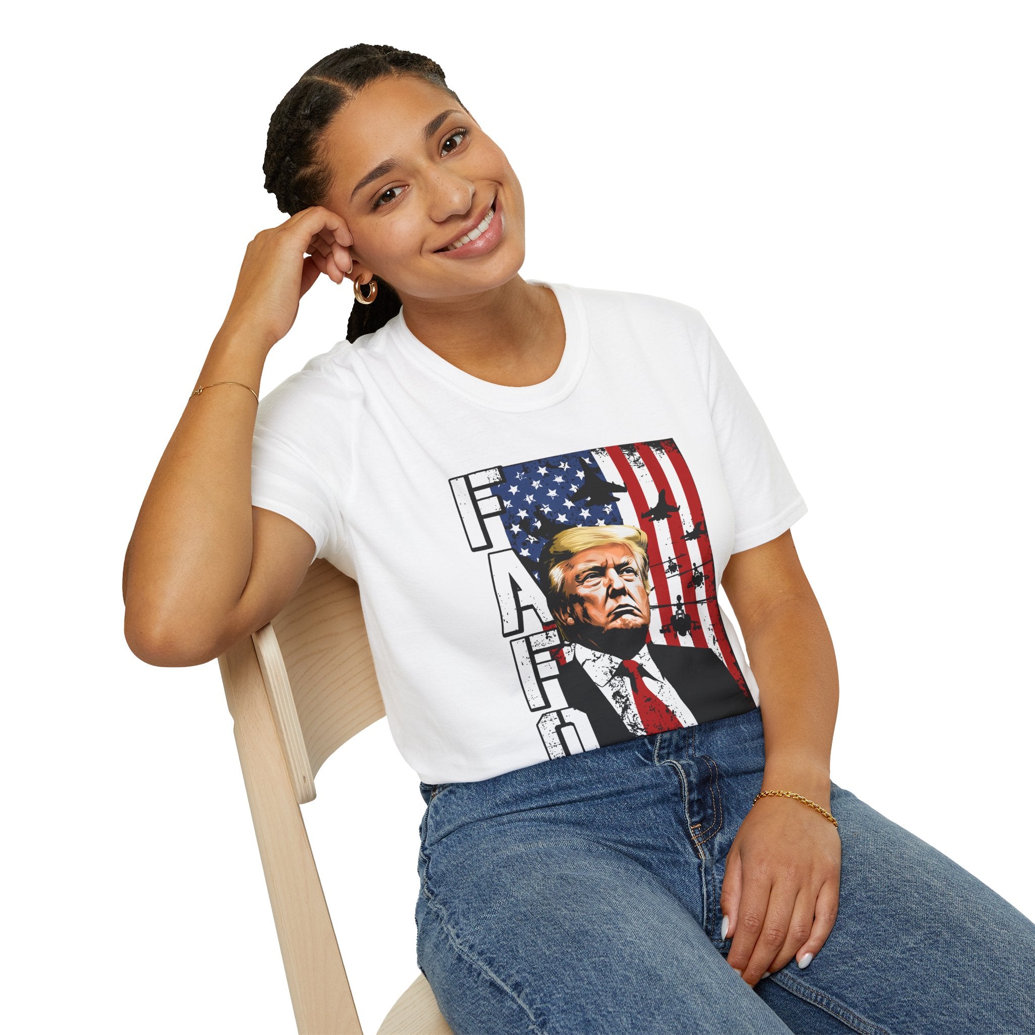 Trump Flag FAFO Graphic T-Shirt — MAGA Patriotic Portrait Tee