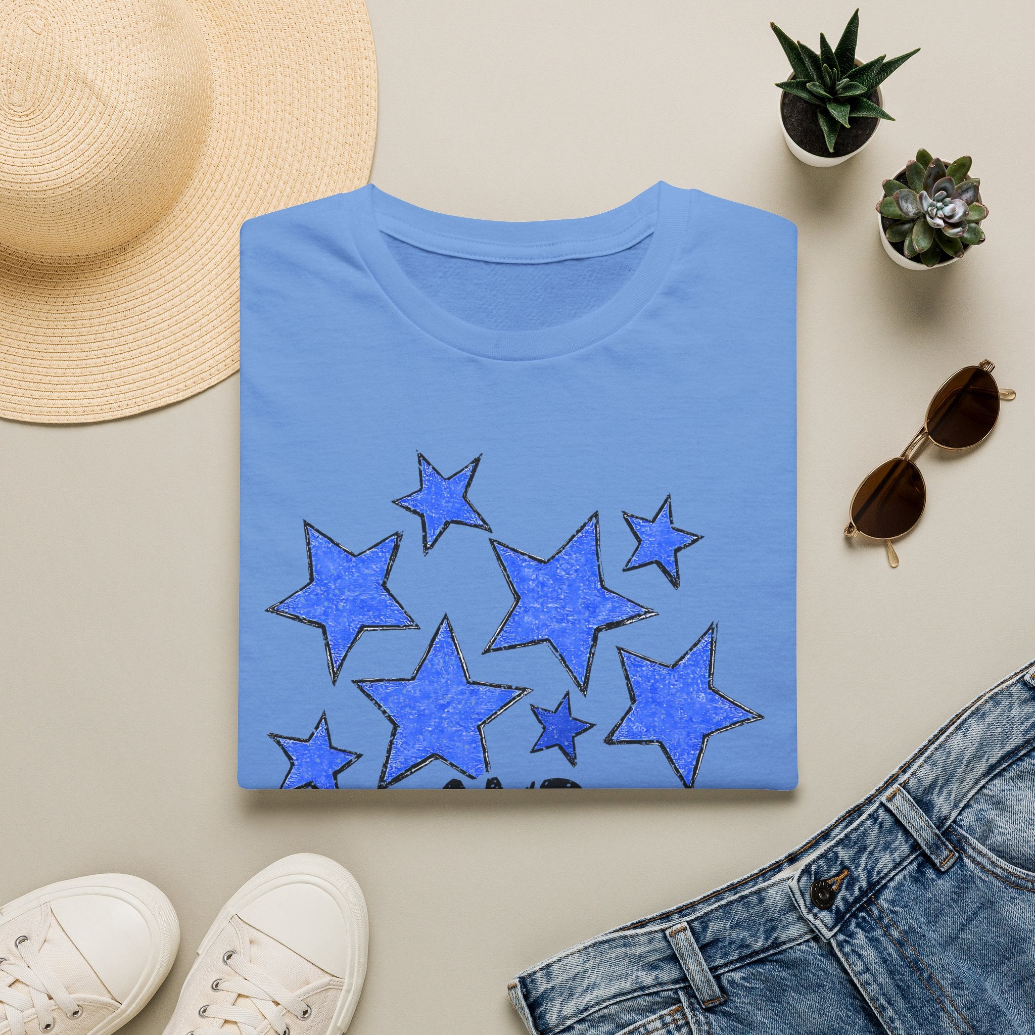 American Flag T-Shirt - Blue Stars & Stripes Patriotic Tee