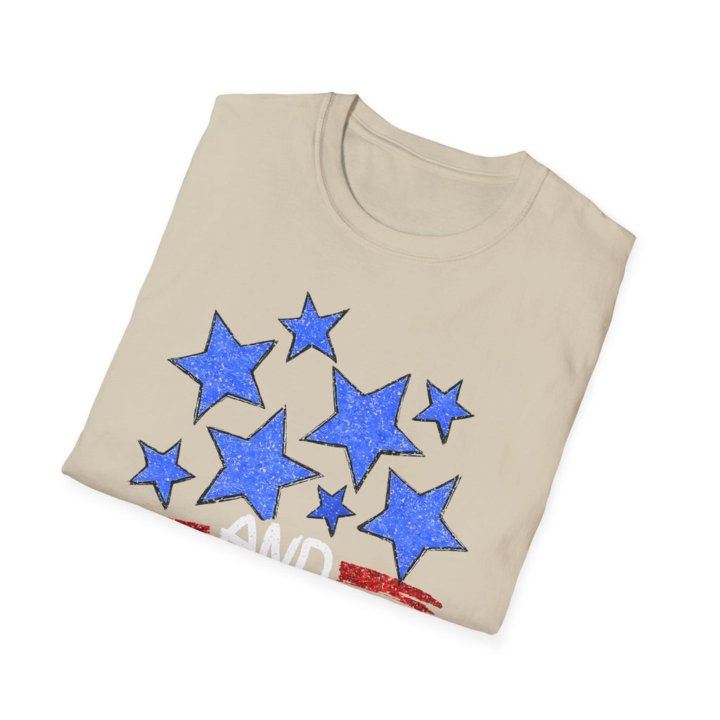 Patriotic Blue Stars Red Strips Graphic Tee (Fourth of July, Americana) T-Shirt
