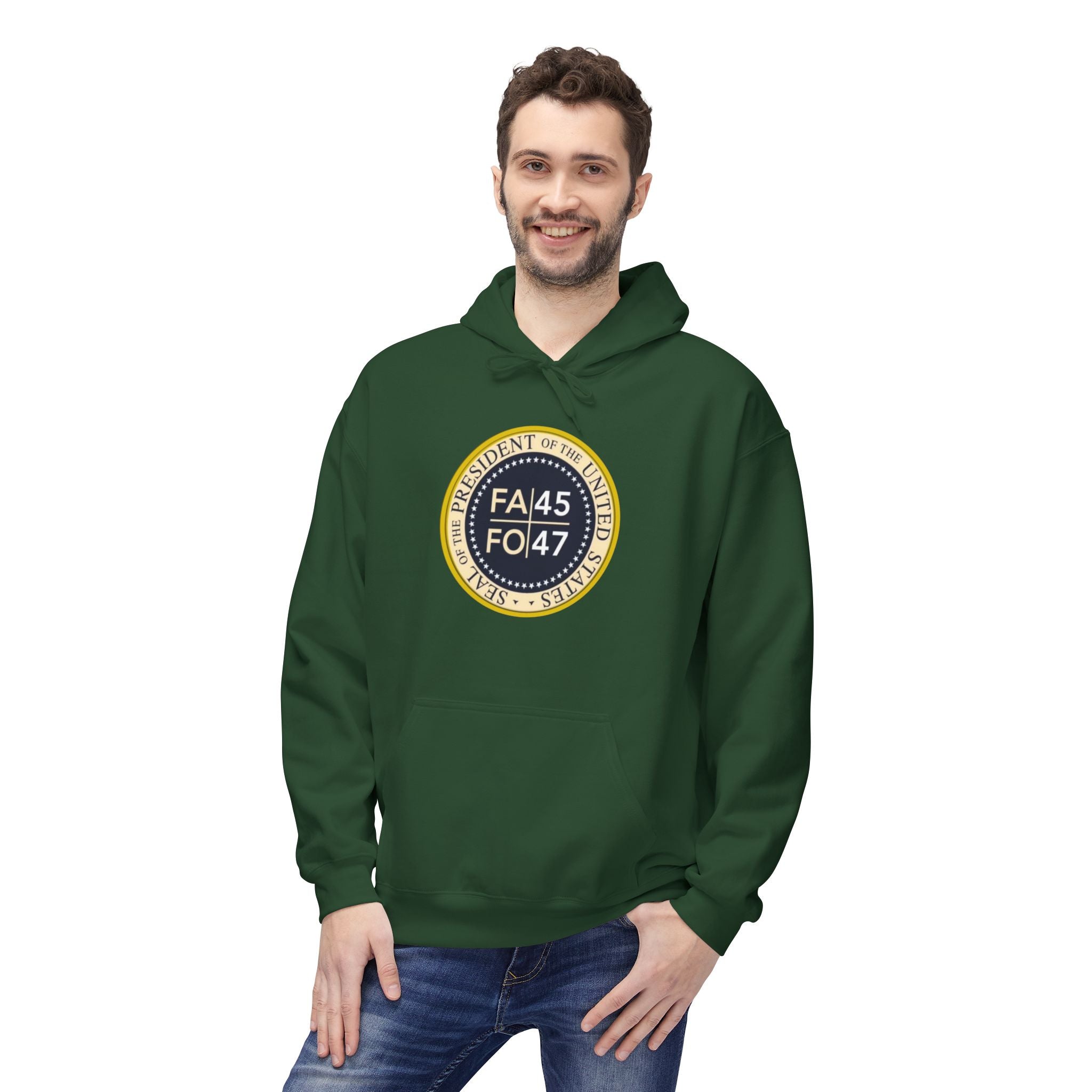FA45 FO47 Trump Seal Hoodie | Political Satire Presidential Seal