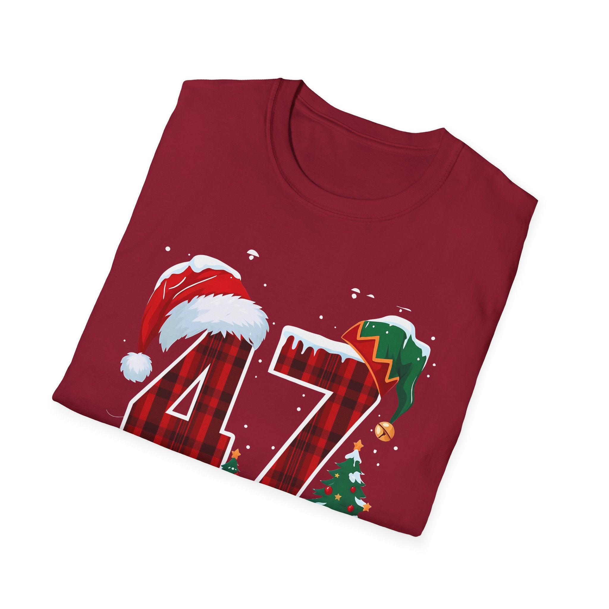 Trump 47 Christmas T-Shirt | Santa Hat, Elf Hat, Holiday Tree Design