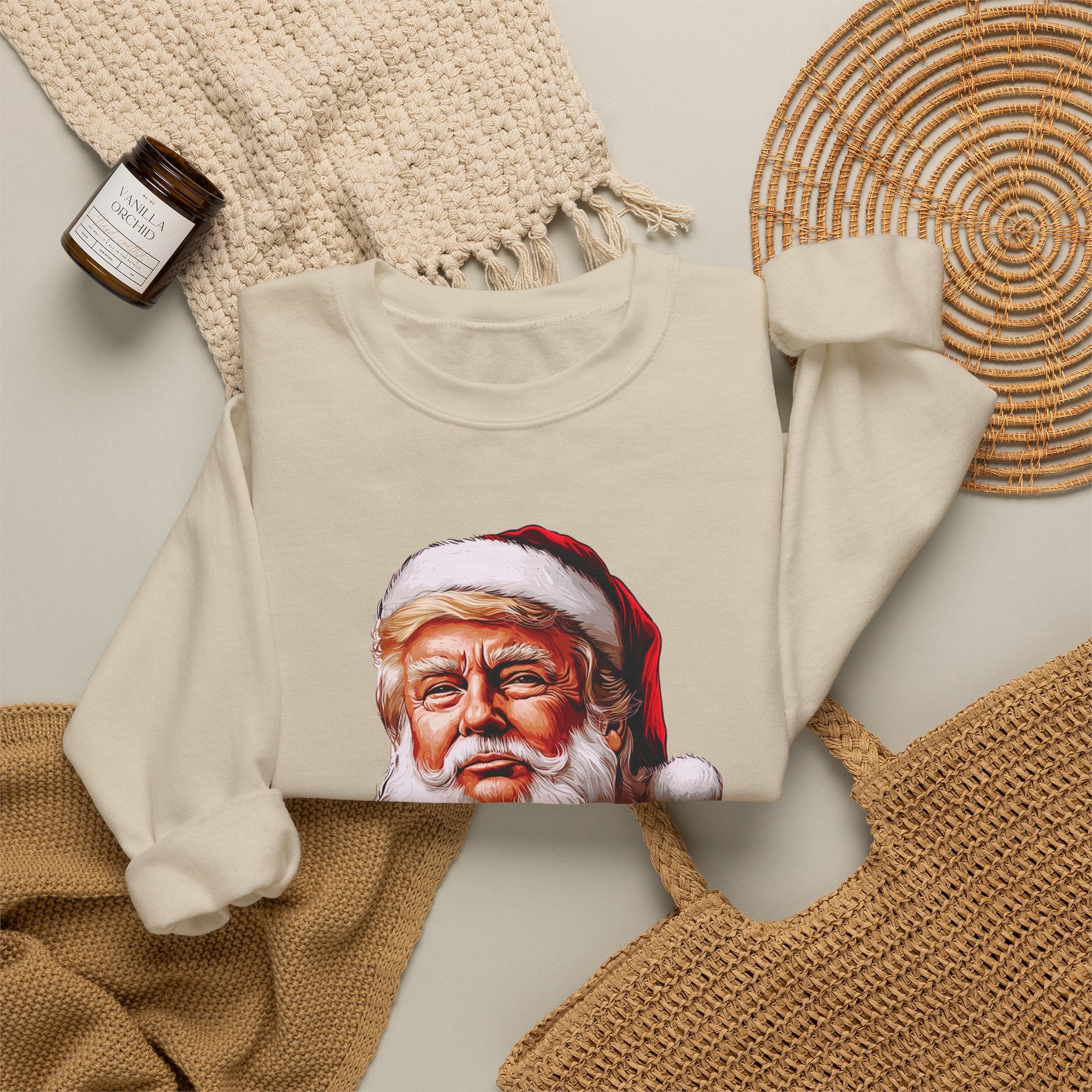 Trump Santa Face Illustration Make Christmas Great Again Sweatshirt