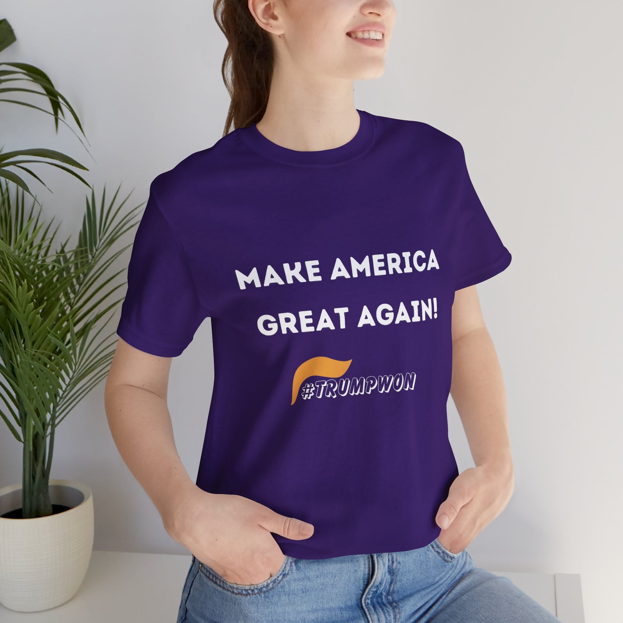 Make America Great Again #TrumpWon Mens Womans Jersey Short Sleeve Tee, Election Tee, Political Shirt, Patriotic Apparel, American Flag Clothing