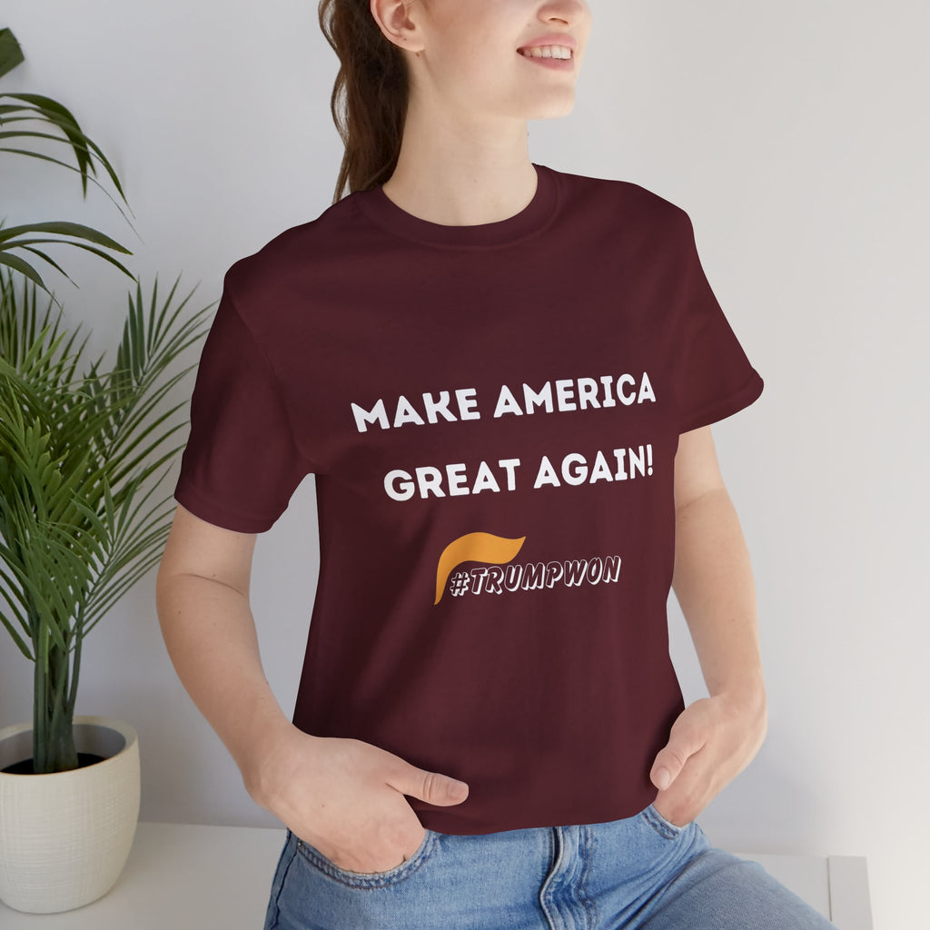Make America Great Again #TrumpWon Mens Womans Jersey Short Sleeve Tee, Election Tee, Political Shirt, Patriotic Apparel, American Flag Clothing