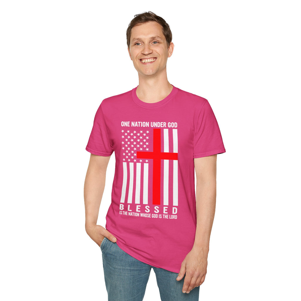 Christian Faith Mens Womans Softstyle T-Shirt | One Nation Under God | American Flag Tee | Religious Apparel | Inspirational Gift
