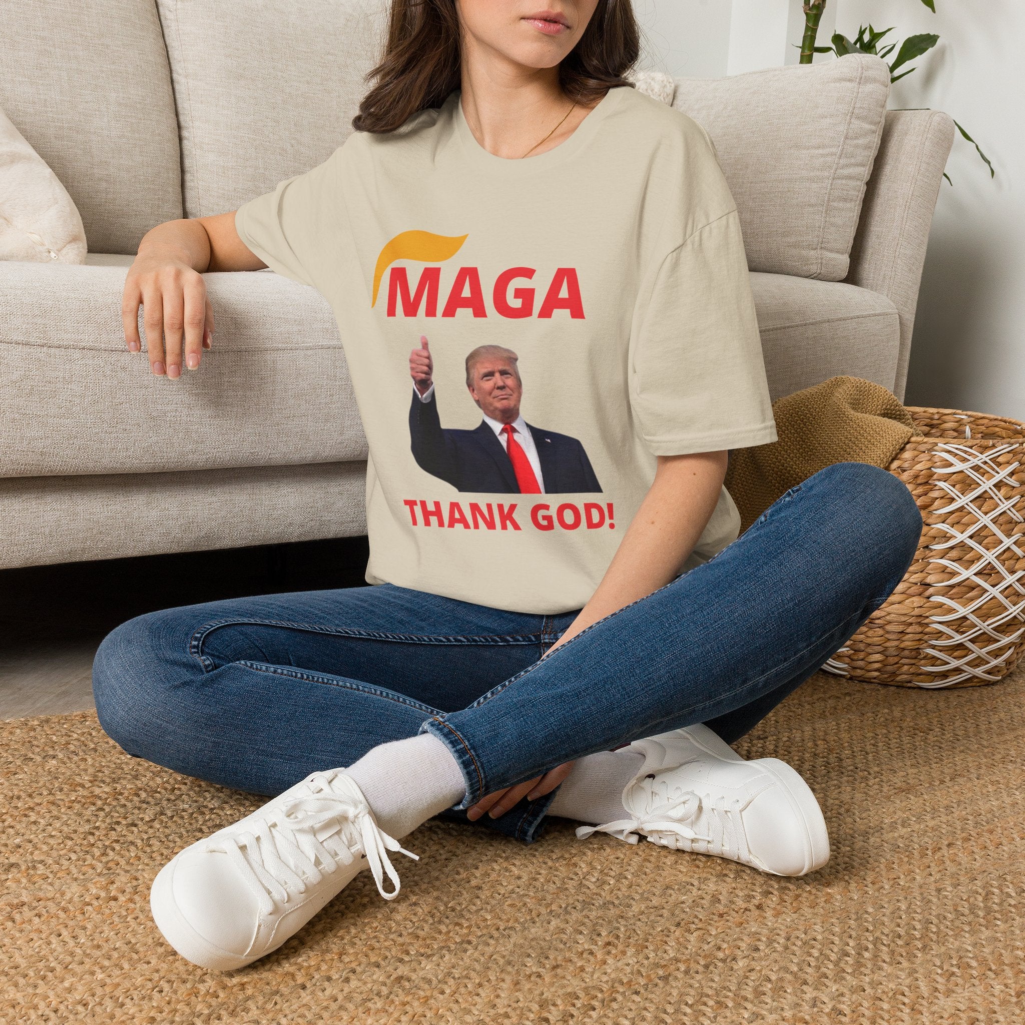 MAGA Thumbs-Up T-Shirt — "THANK GOD!" Political Statement Tee