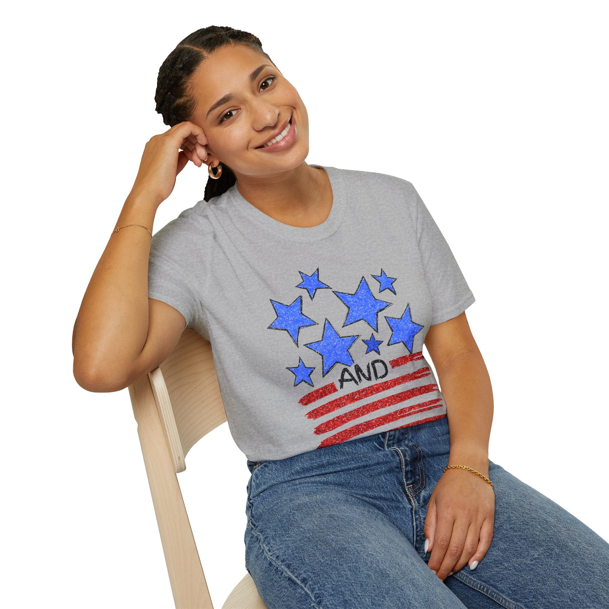 American Flag T-Shirt - Blue Stars & Stripes Patriotic Tee