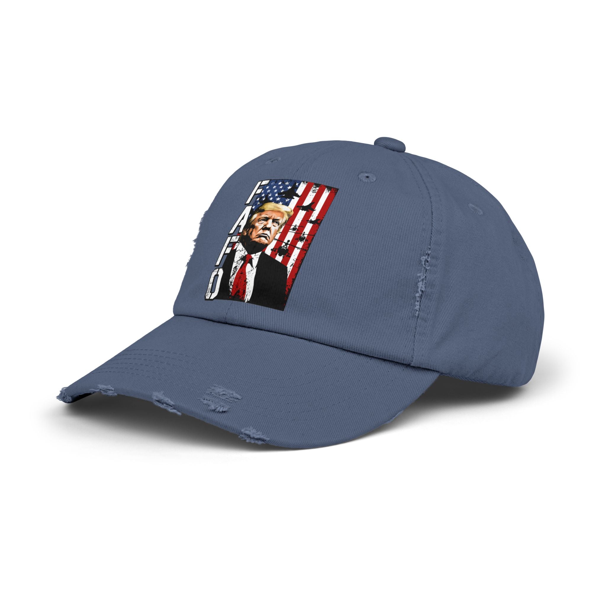 FAFO Portrait Cap | Distressed Black Hat, American Flag Design