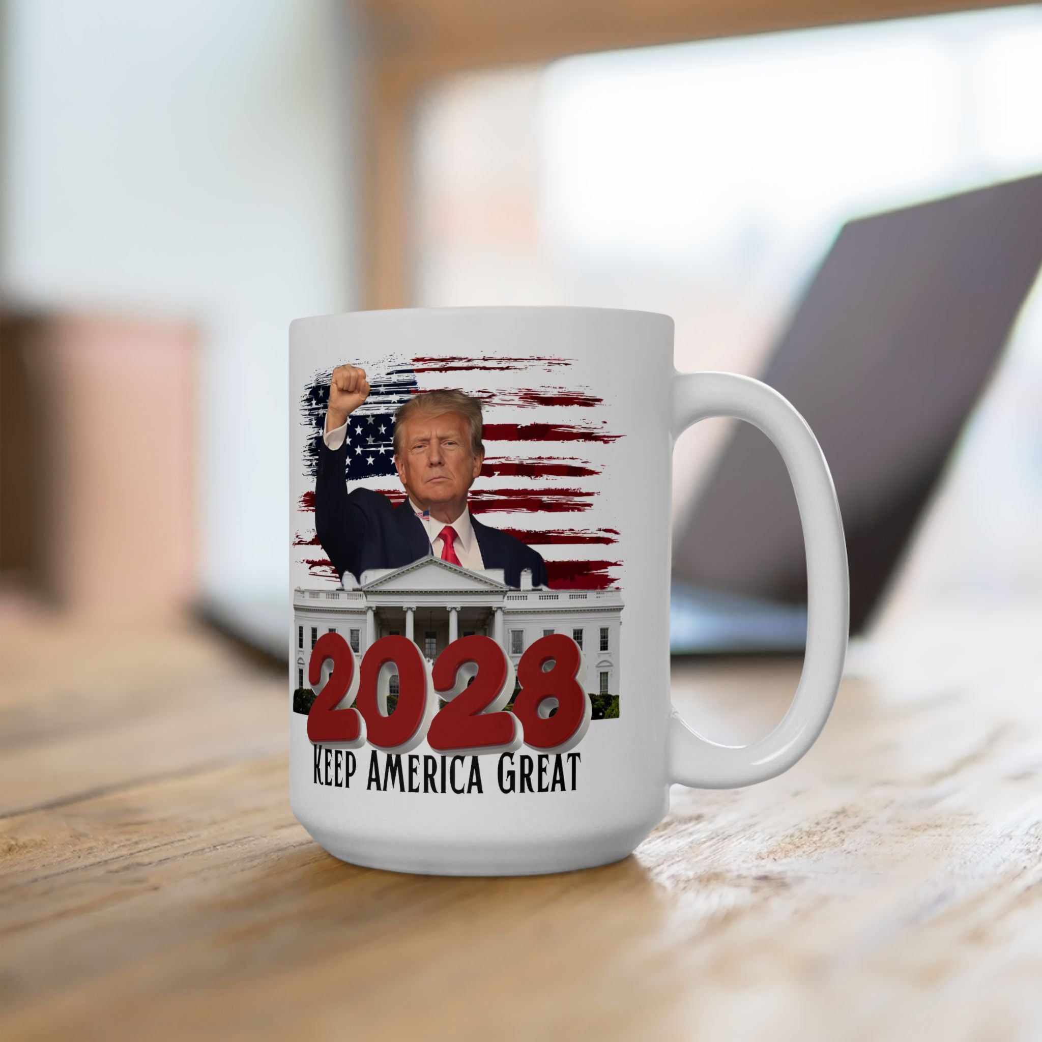 2028 Keep America Great Mug — Patriotic White Ceramic Coffee Cup (11oz, 15oz)