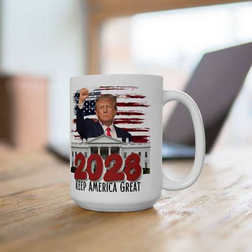 2028 Keep America Great Mug — Patriotic White Ceramic Coffee Cup (11oz, 15oz)