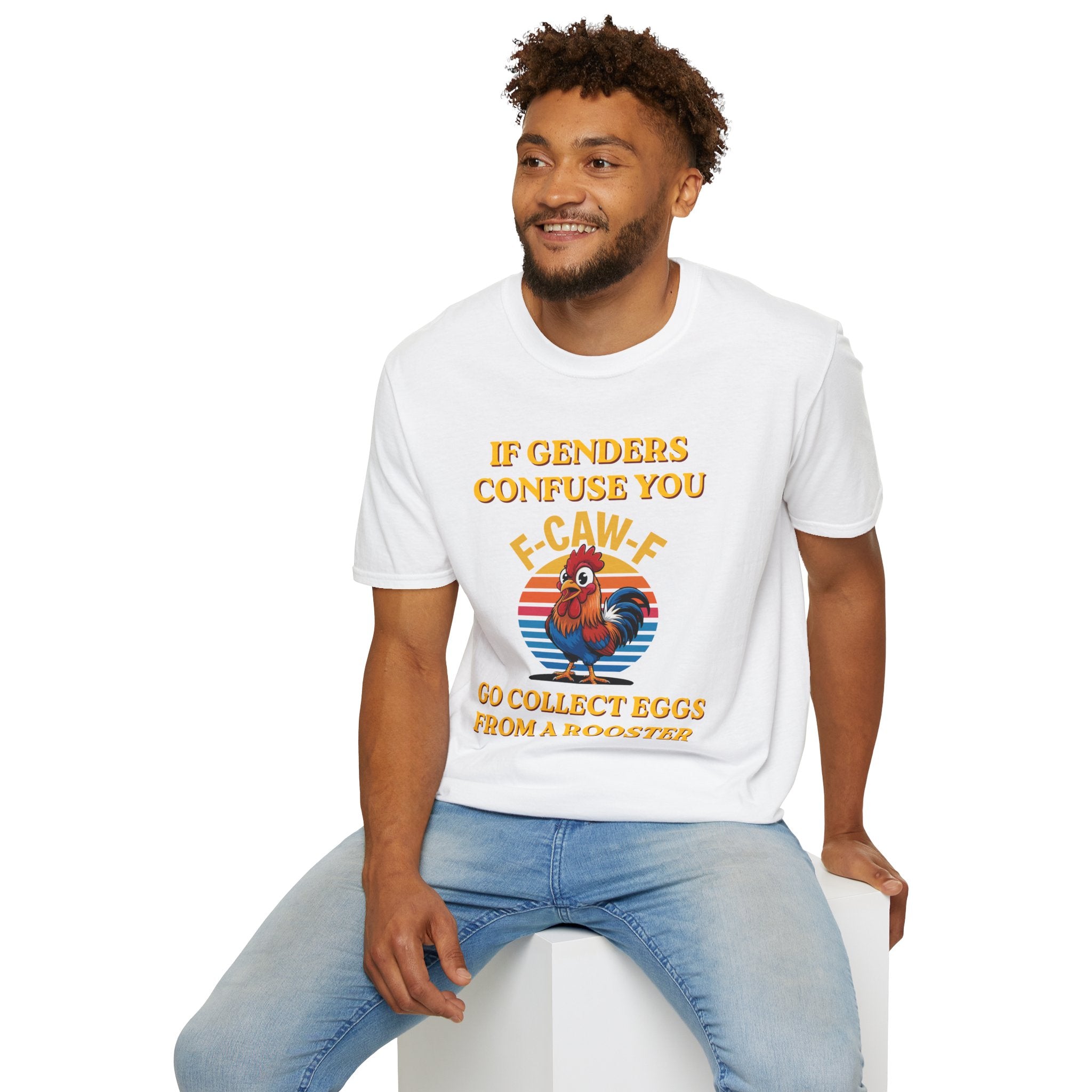 If Genders Confuse You T-Shirt — Funny Rooster "F‑Caw‑F" Graphic Tee