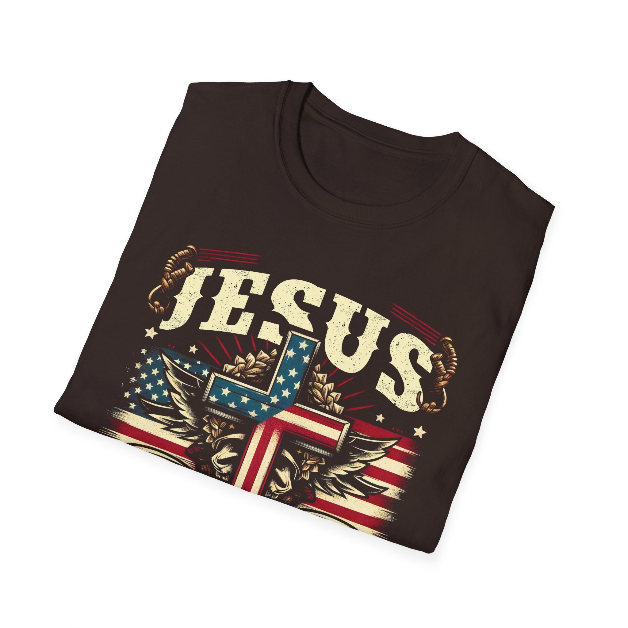 Jesus Is My Savior Christian T-Shirt — Patriotic Cross & Flag Design
