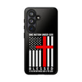 Religious American Flag Phone Case – "One Nation Under God, Blessed" Tough Case