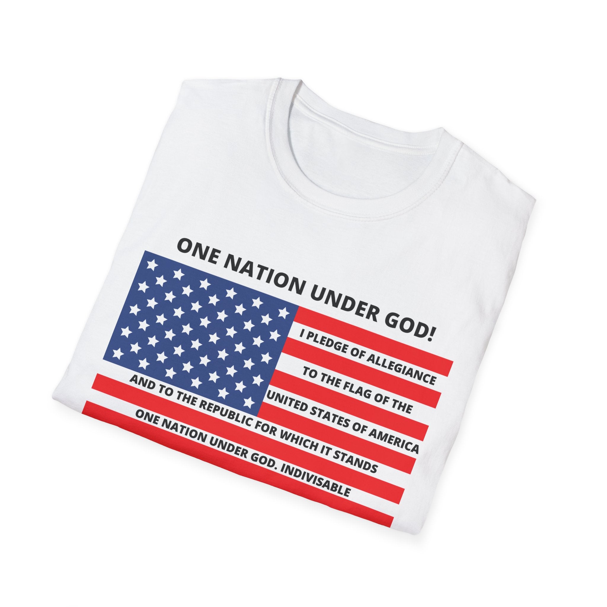 Patriotic T-Shirt, One Nation Under God Tee, Pledge of Allegiance Shirt, American Flag Shirt, July 4th Celebration Apparel