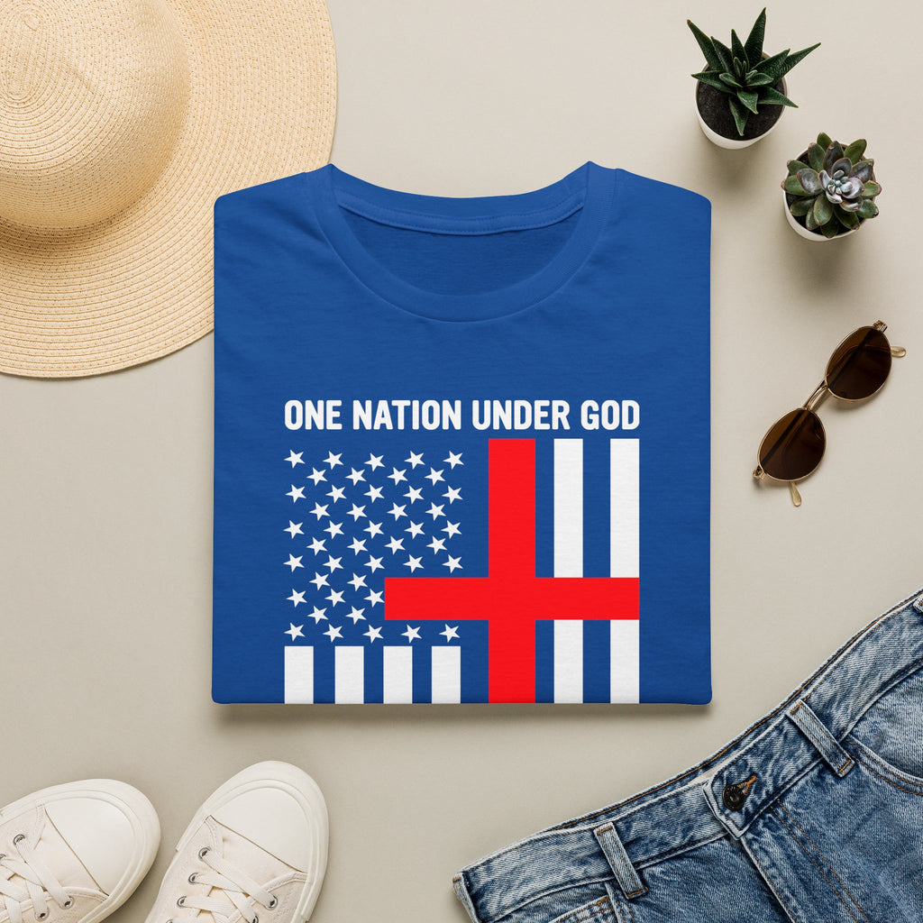 Christian Faith Mens Womans Softstyle T-Shirt | One Nation Under God | American Flag Tee | Religious Apparel | Inspirational Gift
