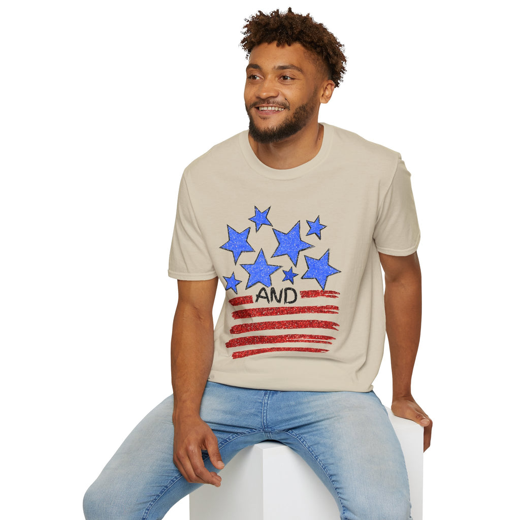 American Flag T-Shirt - Blue Stars & Stripes Patriotic Tee