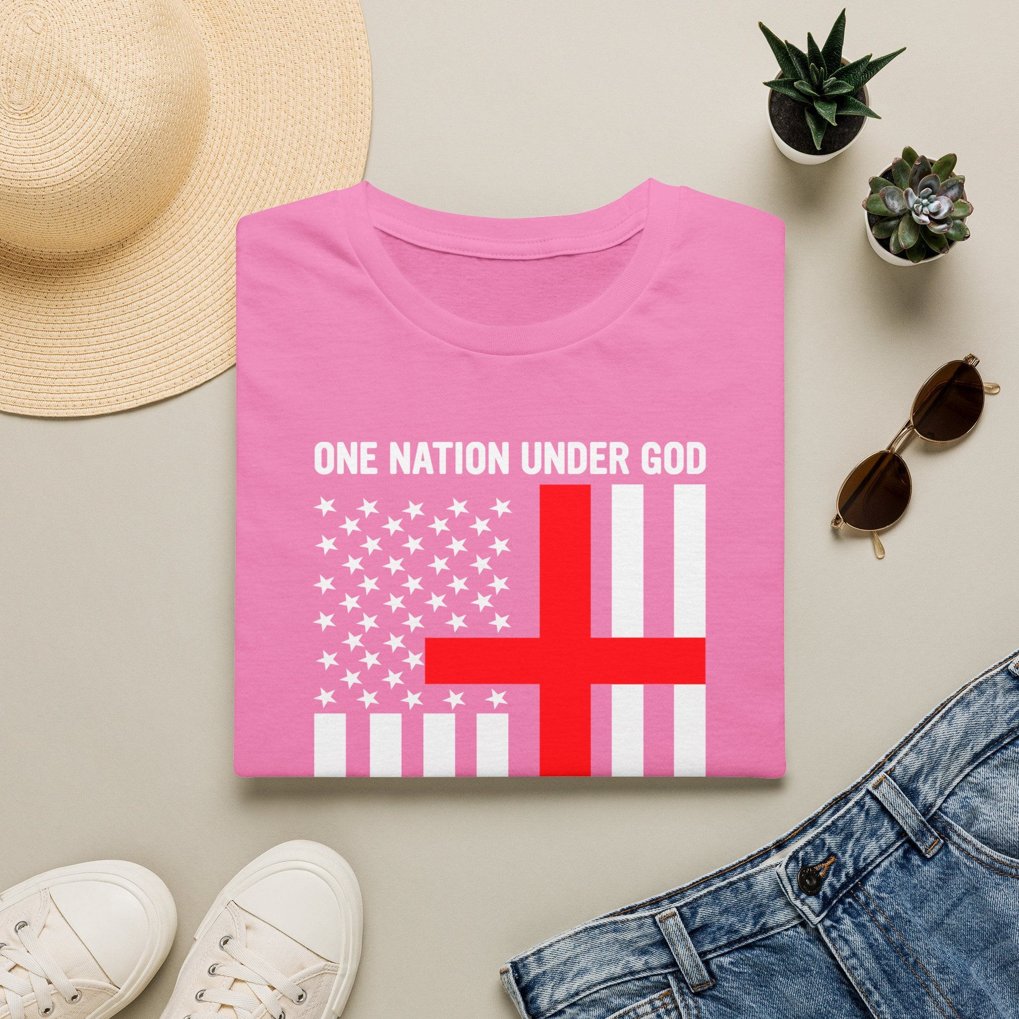 Christian Faith Mens Womans Softstyle T-Shirt | One Nation Under God | American Flag Tee | Religious Apparel | Inspirational Gift