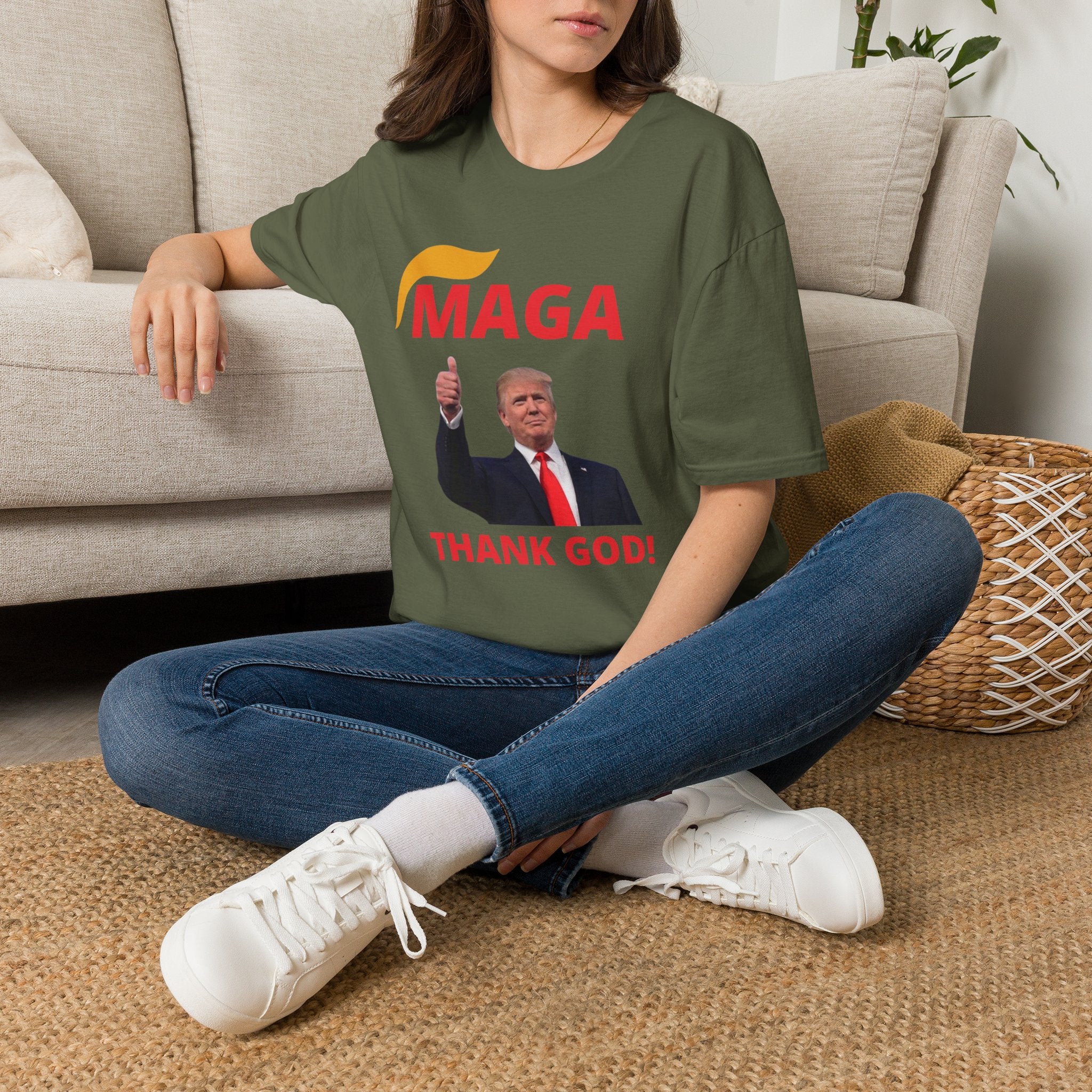MAGA Thumbs-Up T-Shirt — "THANK GOD!" Political Statement Tee