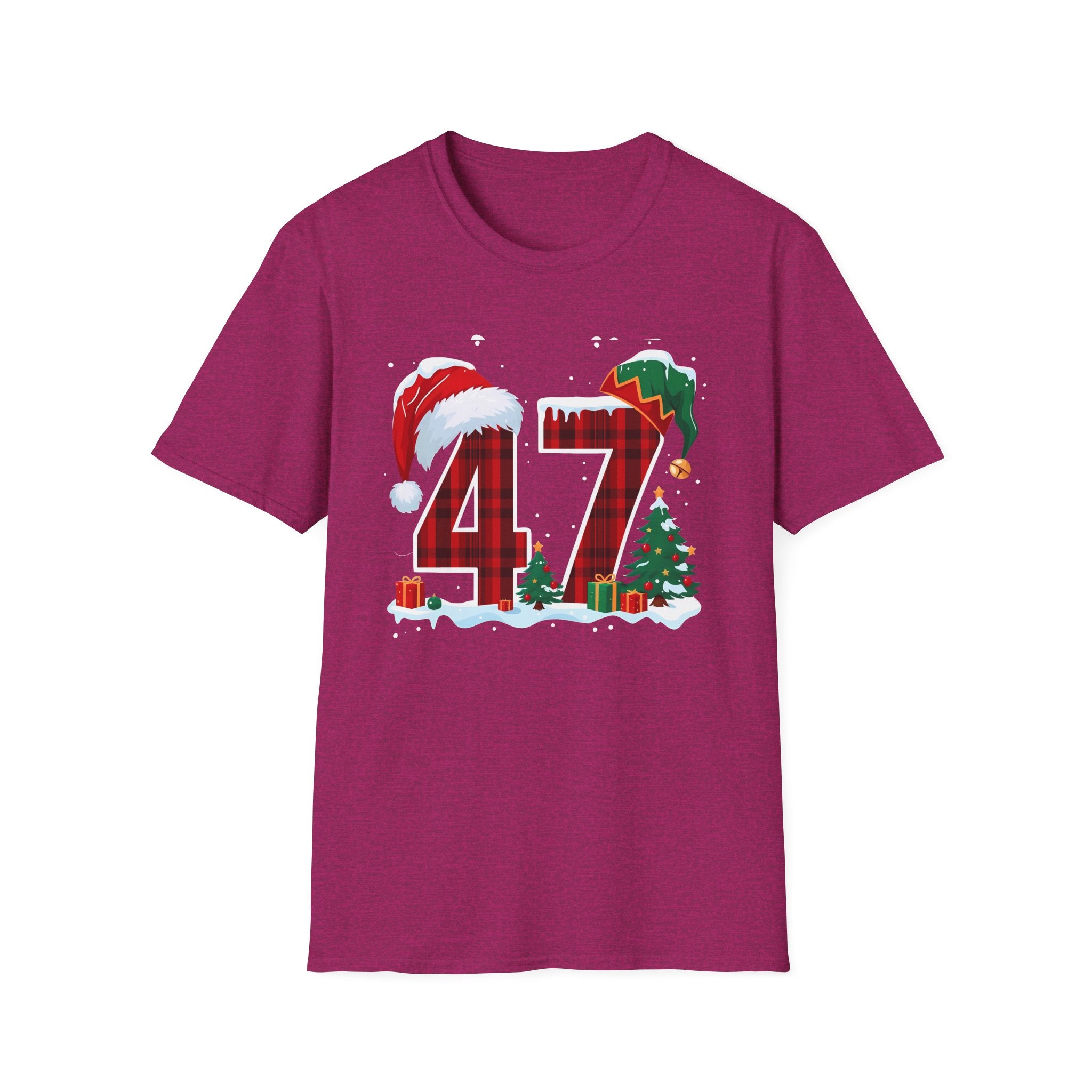 Trump 47 Christmas T-Shirt | Santa Hat, Elf Hat, Holiday Tree Design