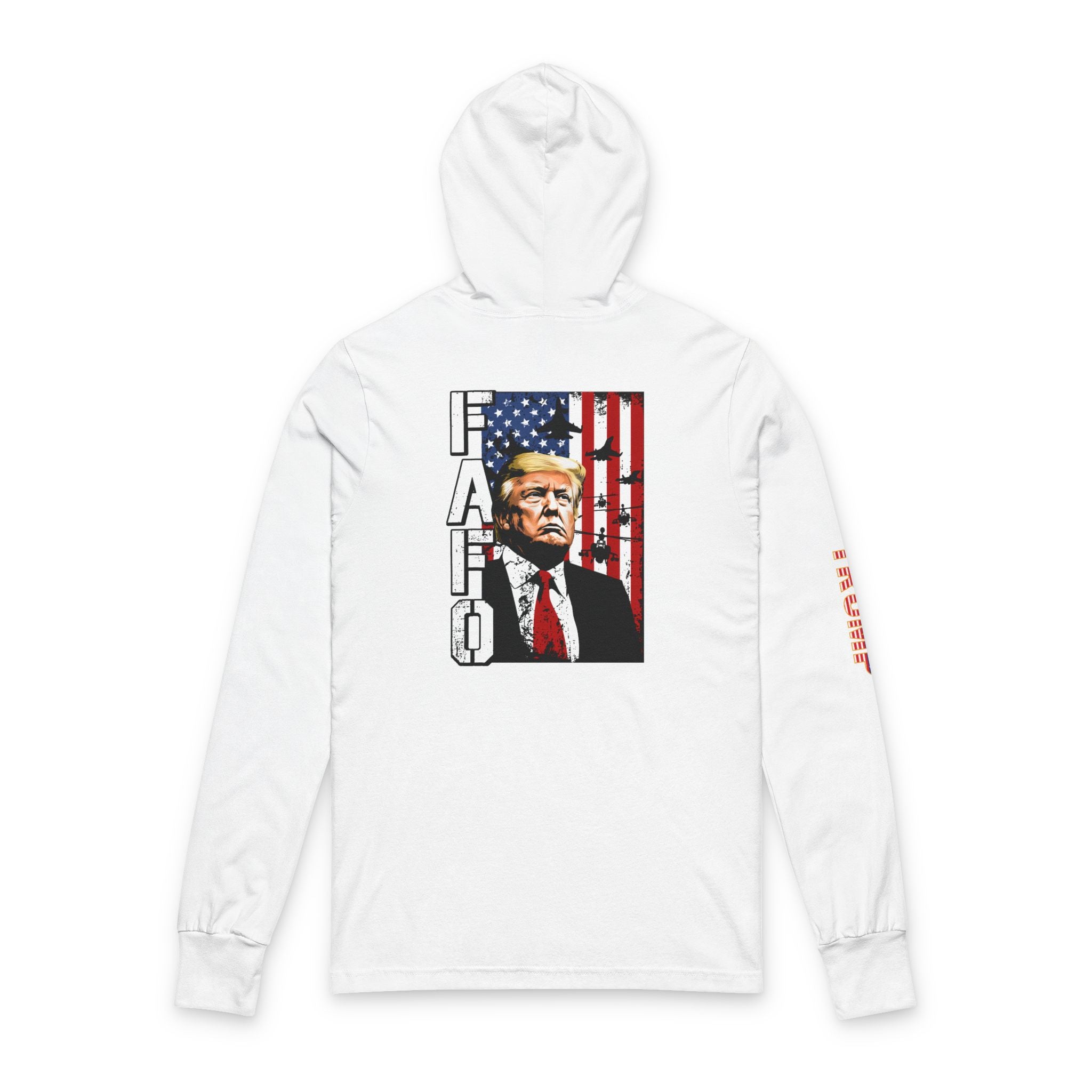 FAFO Flag Portrait Hoodie Style Long Sleeve Tee | Political Portrait, Patriotic American Flag (printed 4 places)