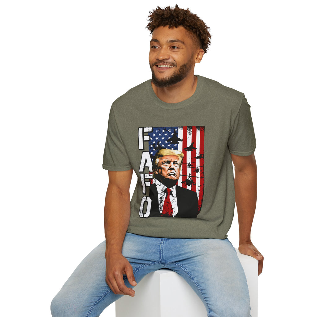 Trump Flag FAFO Graphic T-Shirt — MAGA Patriotic Portrait Tee